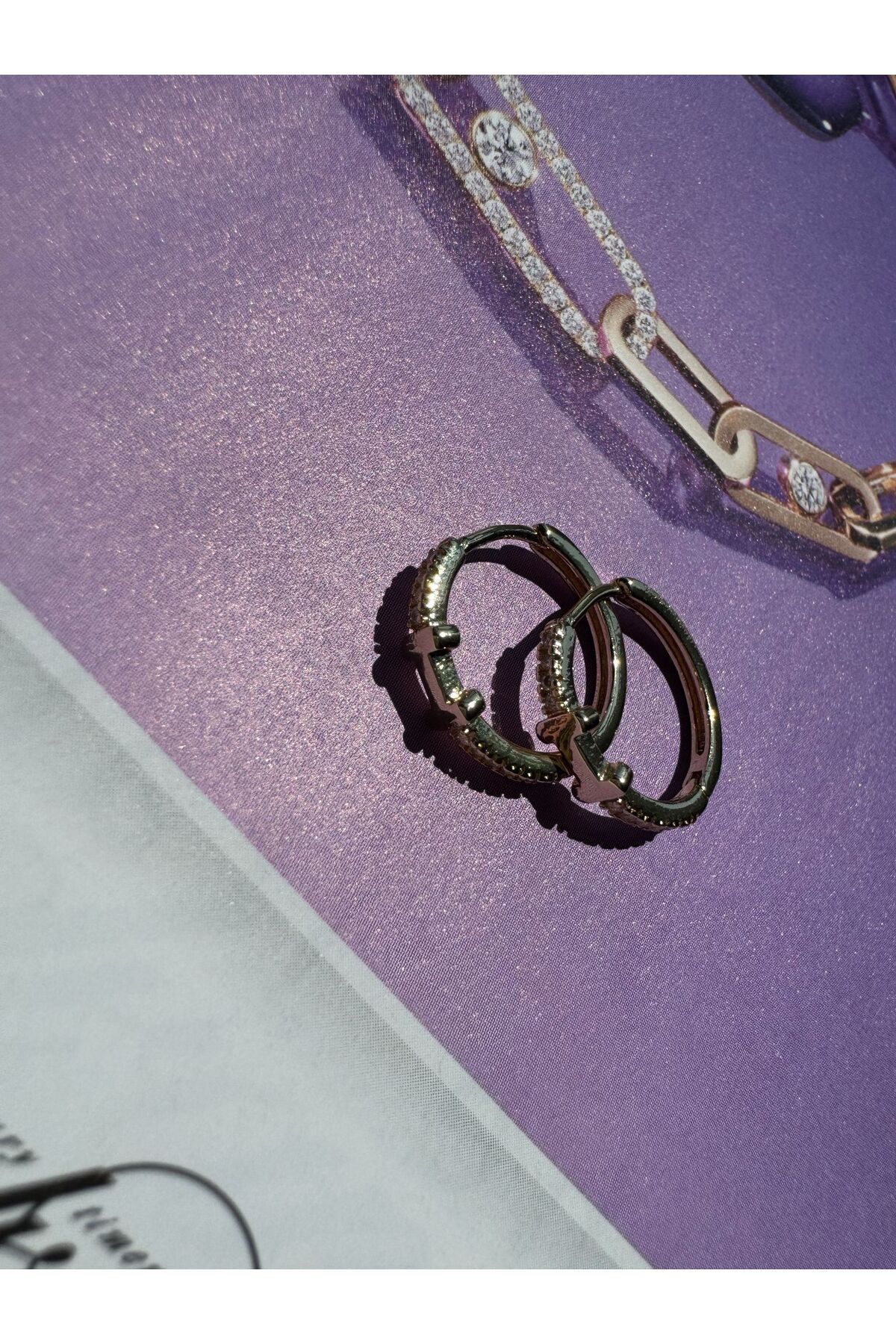 MODA 14 k Rengi 1 cm İnce Halka Küpe