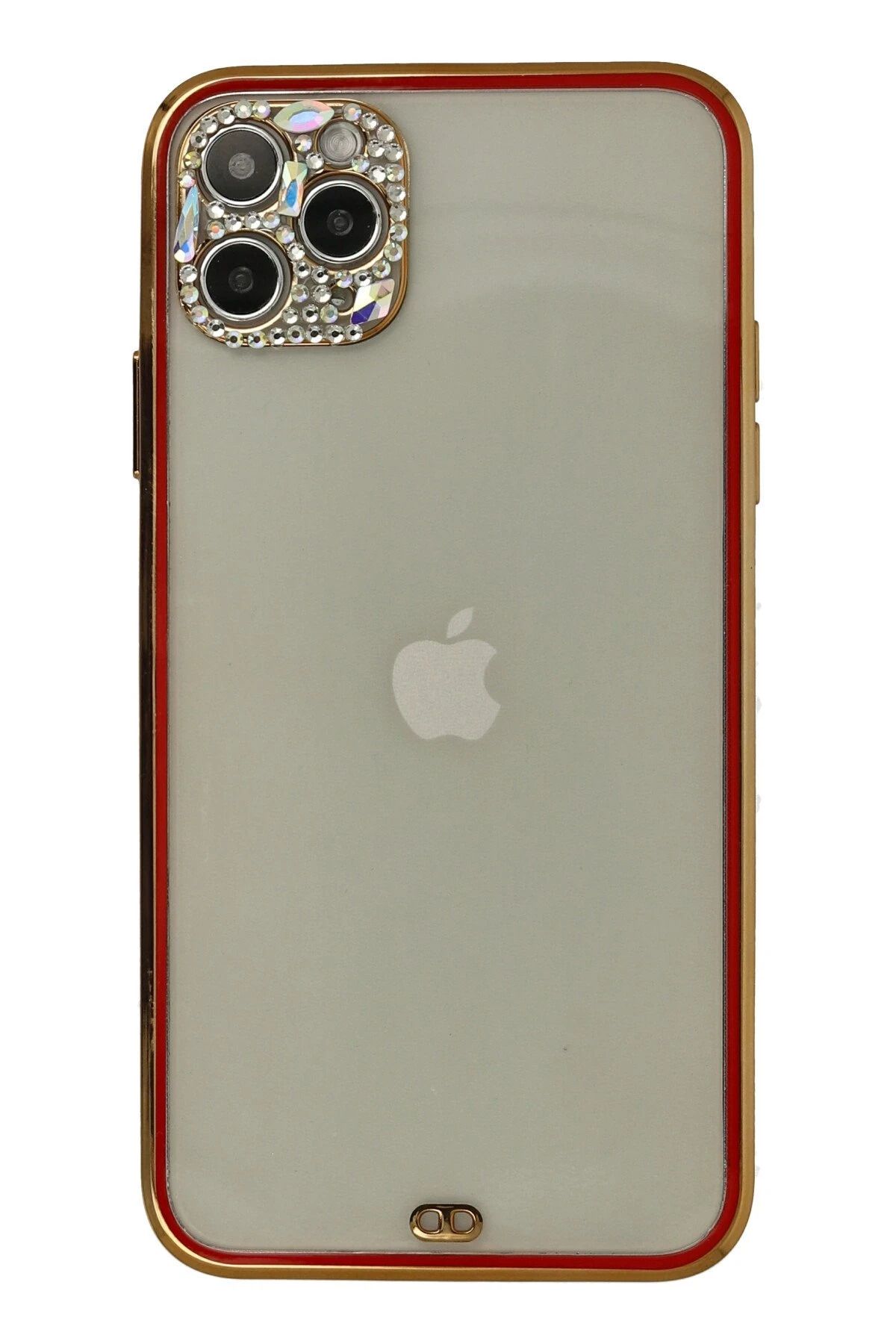 NewFace iPhone 11 Pro  Uyumlu Kılıf Liva Taşlı Silikon - Kırmızı HNZRN