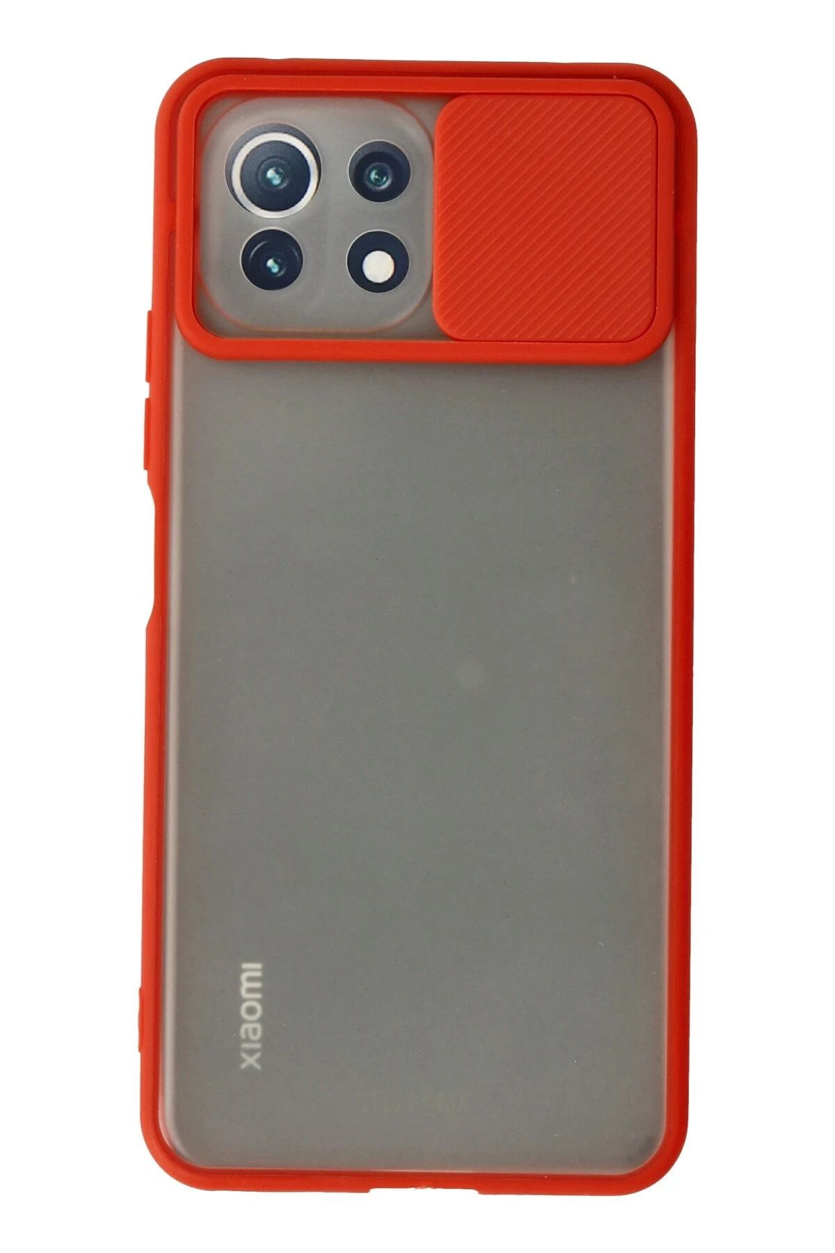 NewFace Xiaomi Mİ 11 Lite Kılıf Palm Buzlu Kamera Sürgülü Silikon - Kırmızı JOJUA