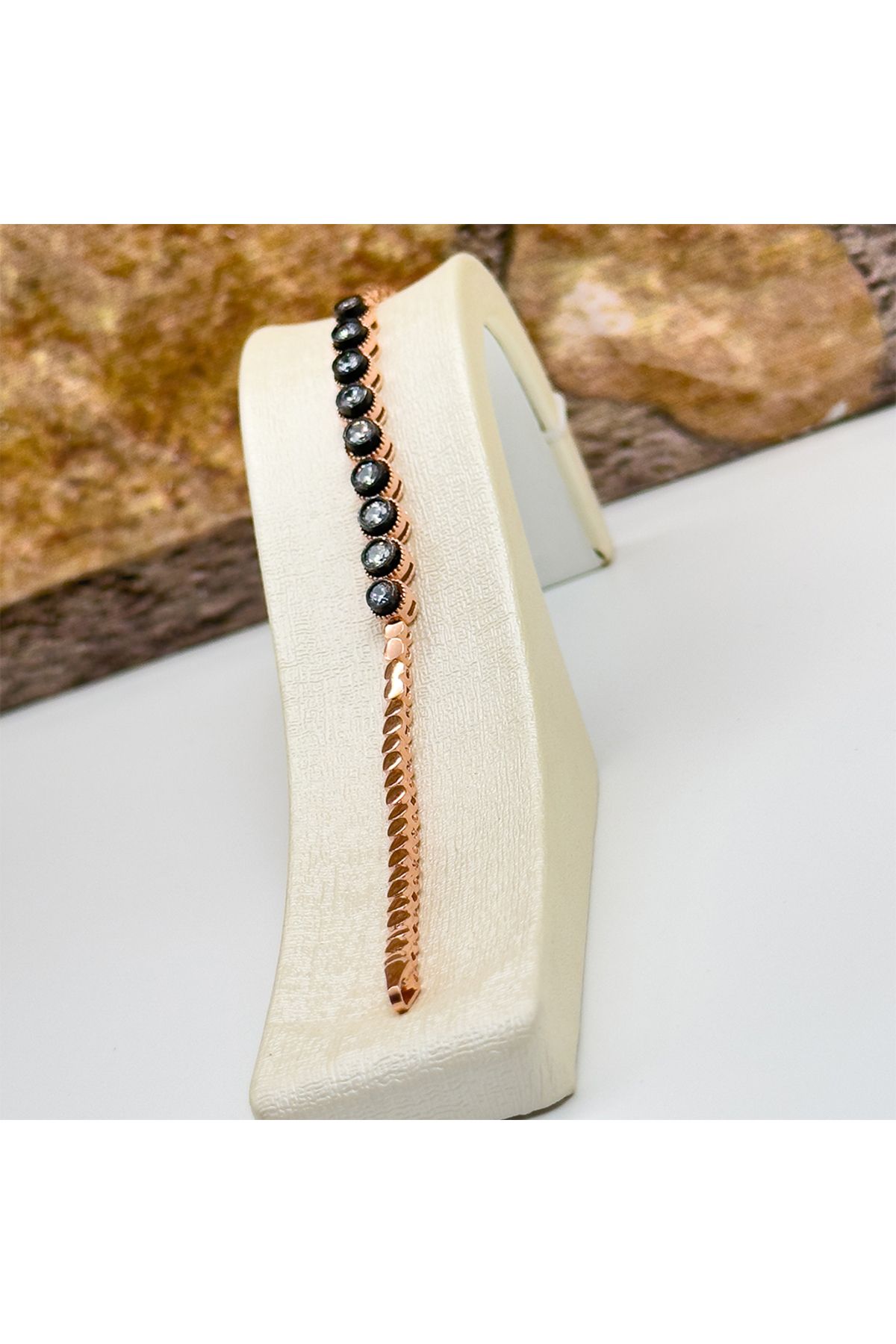 Livora Jewelry Rosegold Elmas Montür Su Yolu Gümüş Bileklik
