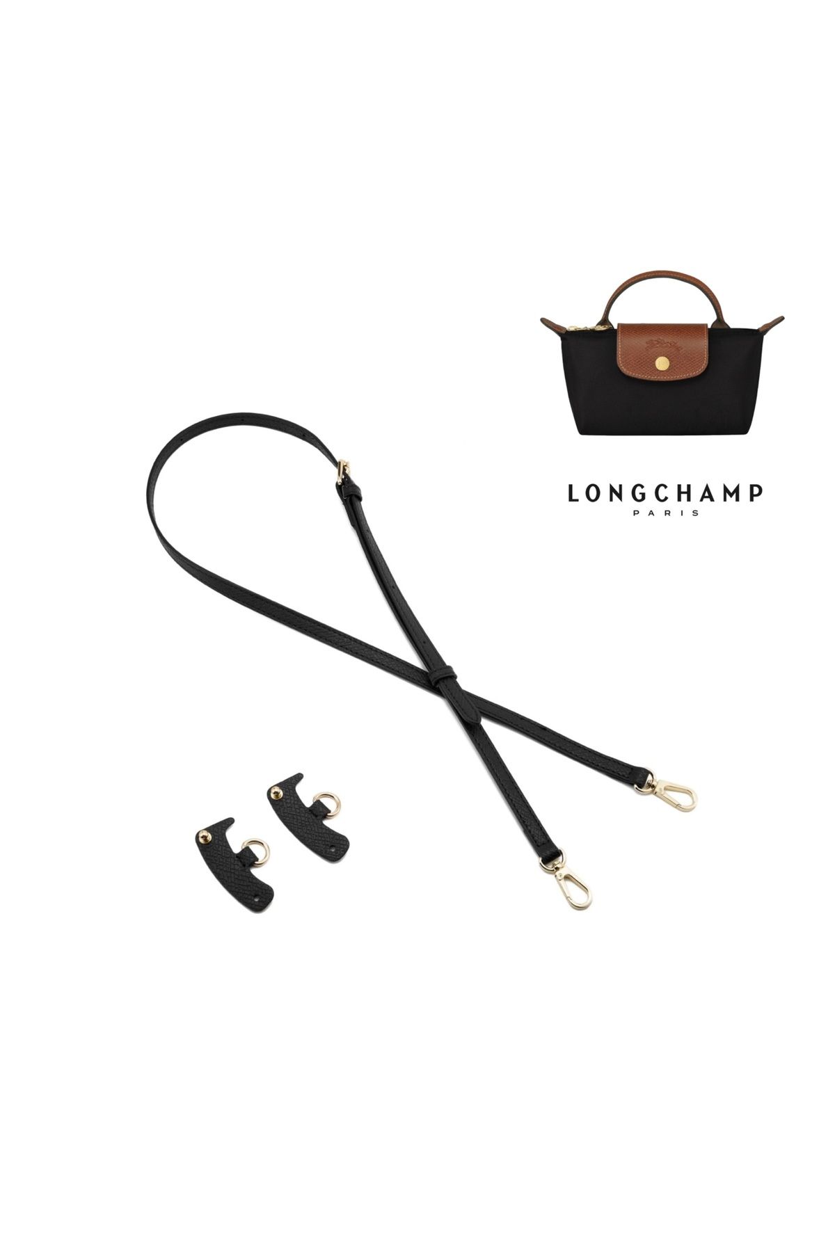 GlobalDizayn Longchamp Le Pliage Original Xs Modeli Ile Uyumlu Askı Seti, Çanta Askısı - Siyah