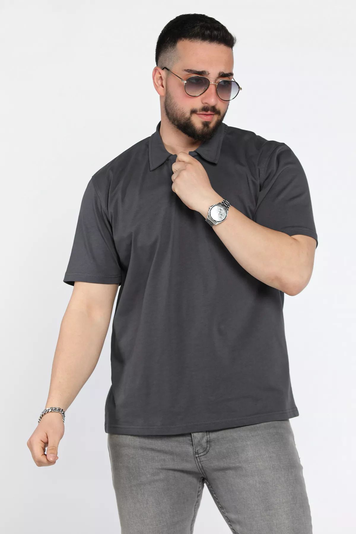 MİSHAR İTALİA Füme Polo Yaka Erkek Tişört