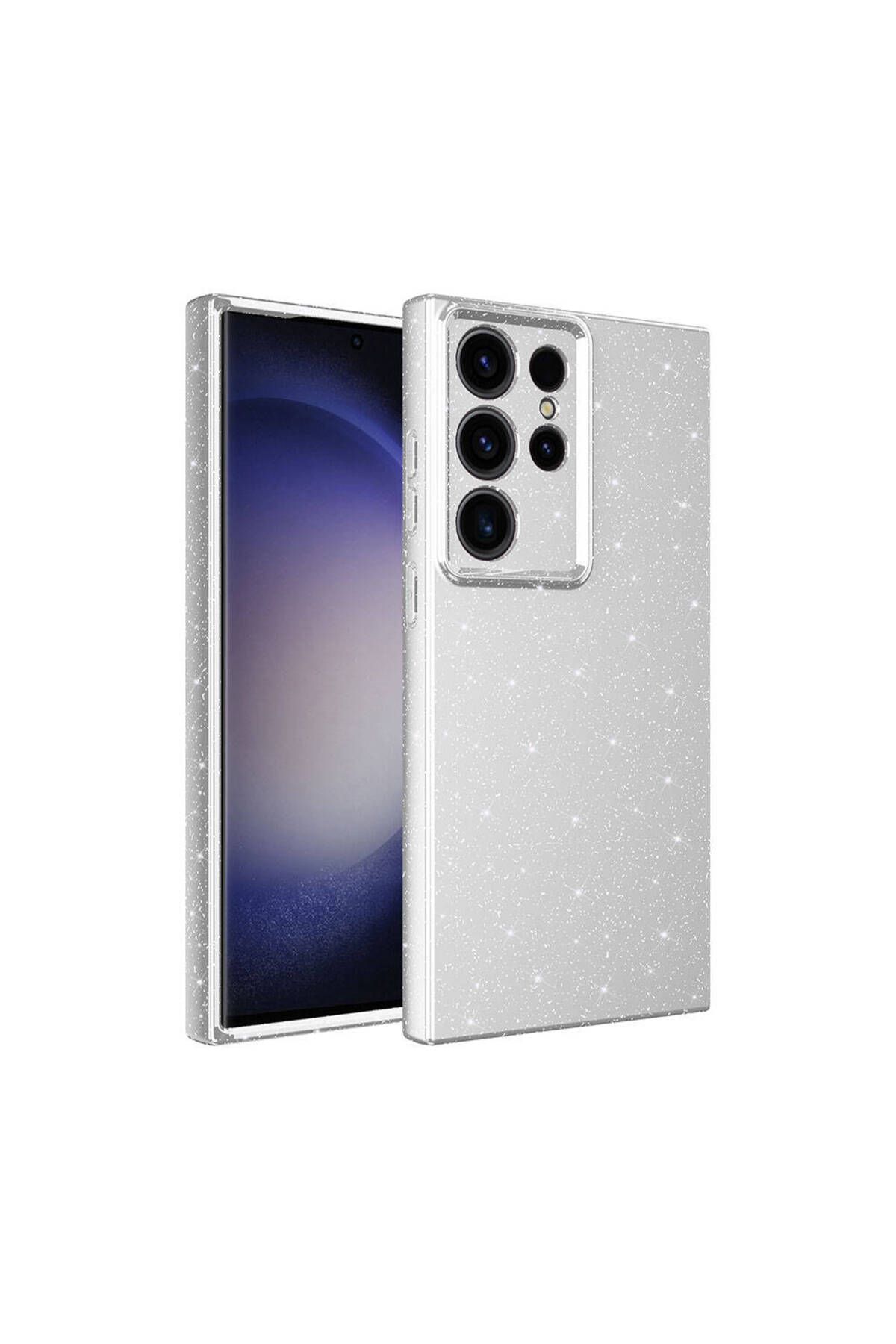 Kupa Samsung Galaxy S24 Ultra Kılıf Kamera Korumalı Simli Parlak Darbe Emici Şık Silikon Kapak