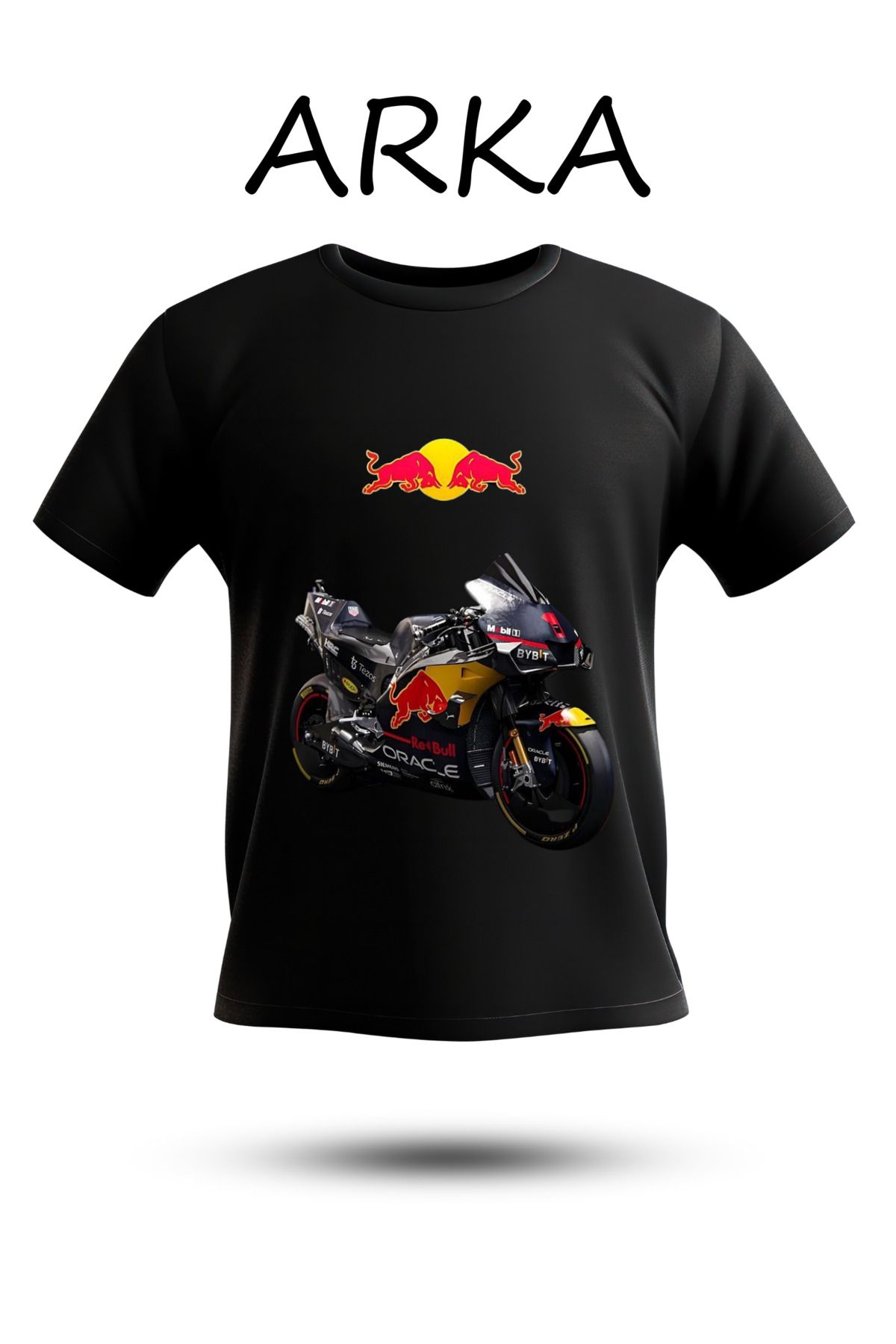 Dnc Motor Aksesuar Redbull Detay %100 Pamuk Yumuşak Dokulu Siyah Bisiklet Yaka Tişört