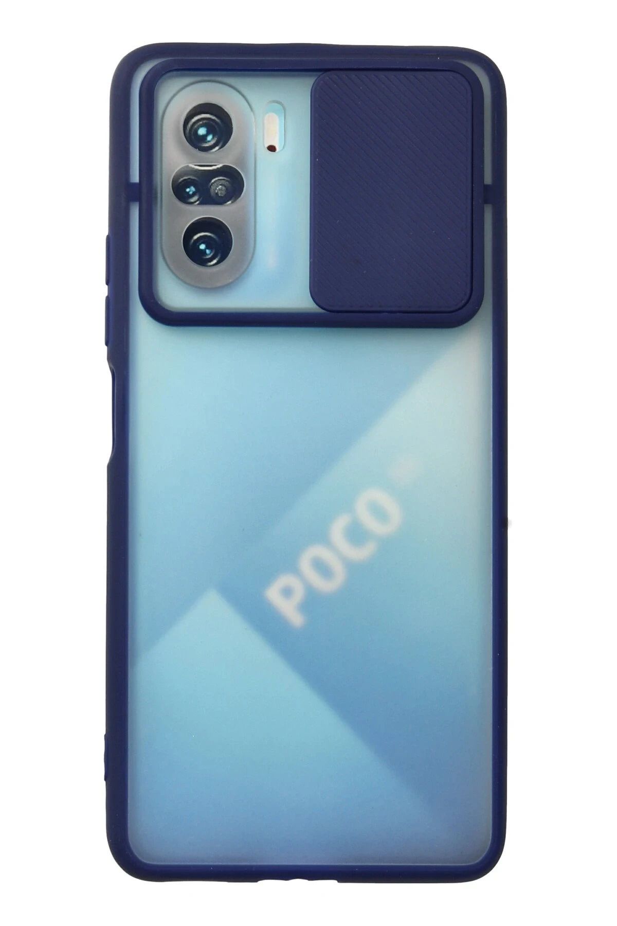 NewFace Xiaomi Poco F3 Kılıf Palm Buzlu Kamera Sürgülü Silikon - Lacivert JOJUA