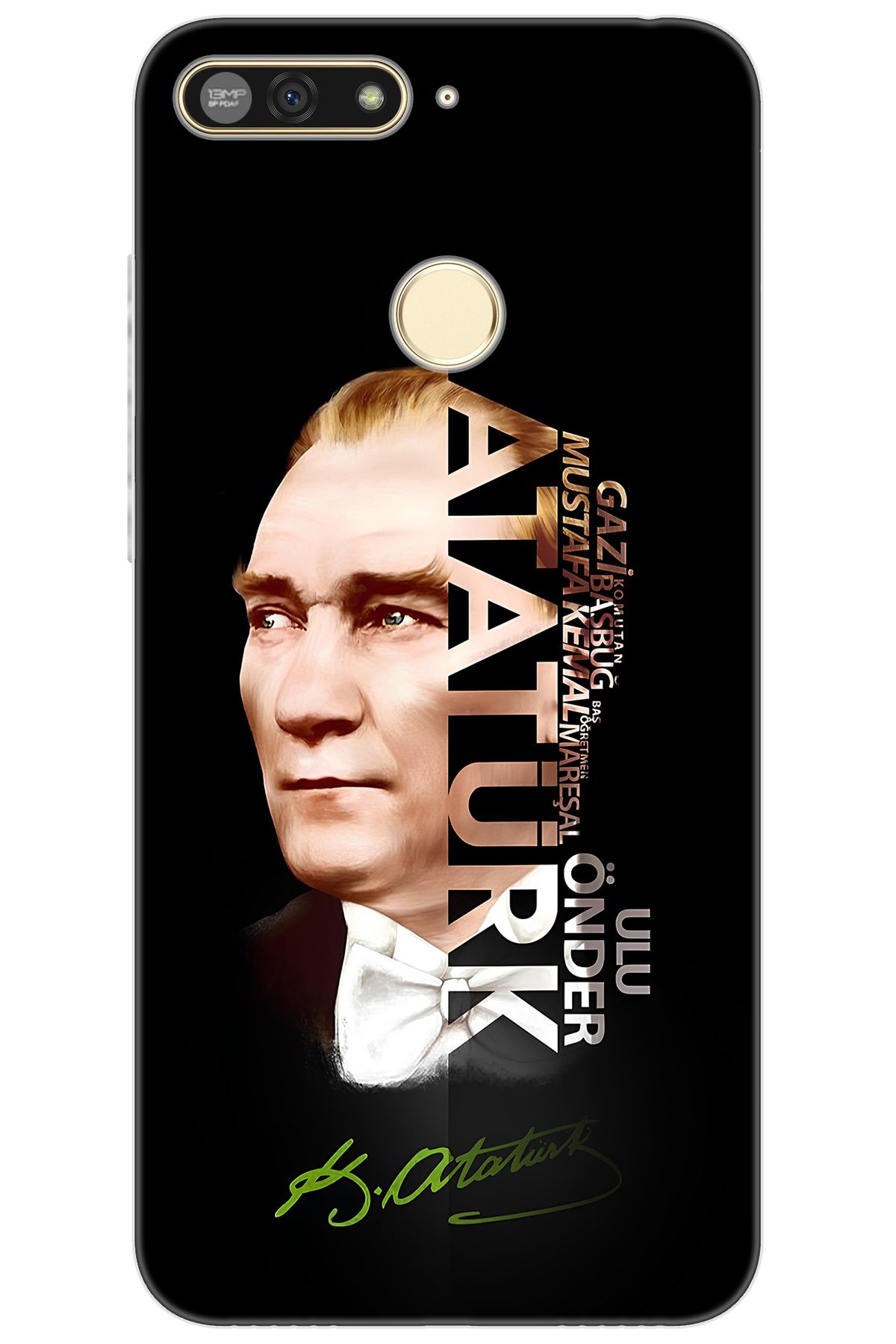 Ceppare Honor 7A (AUM-L29) Uyumlu Kılıf Desen Baskılı Silikon Atatürk STK:681 CP-x35U7xh