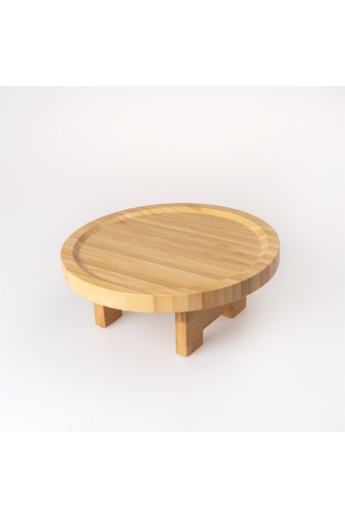 Hinora Bambu Ayaklı Yuvarlak Sunumluk Küçük Boy 19x7,5cm TEKLİ