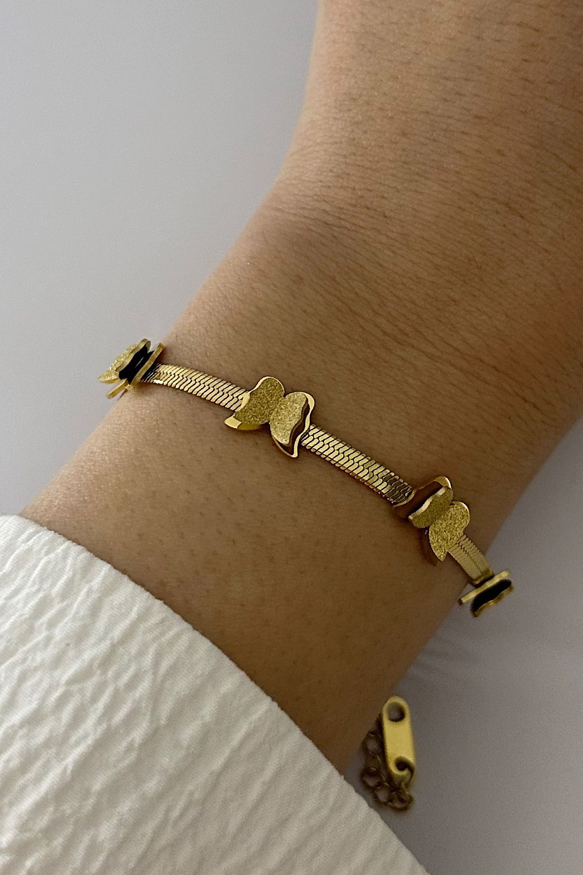 DELEIZA ACCESSORY Çelik Gold Ayarlanabilir Simli Kelebek Bileklik