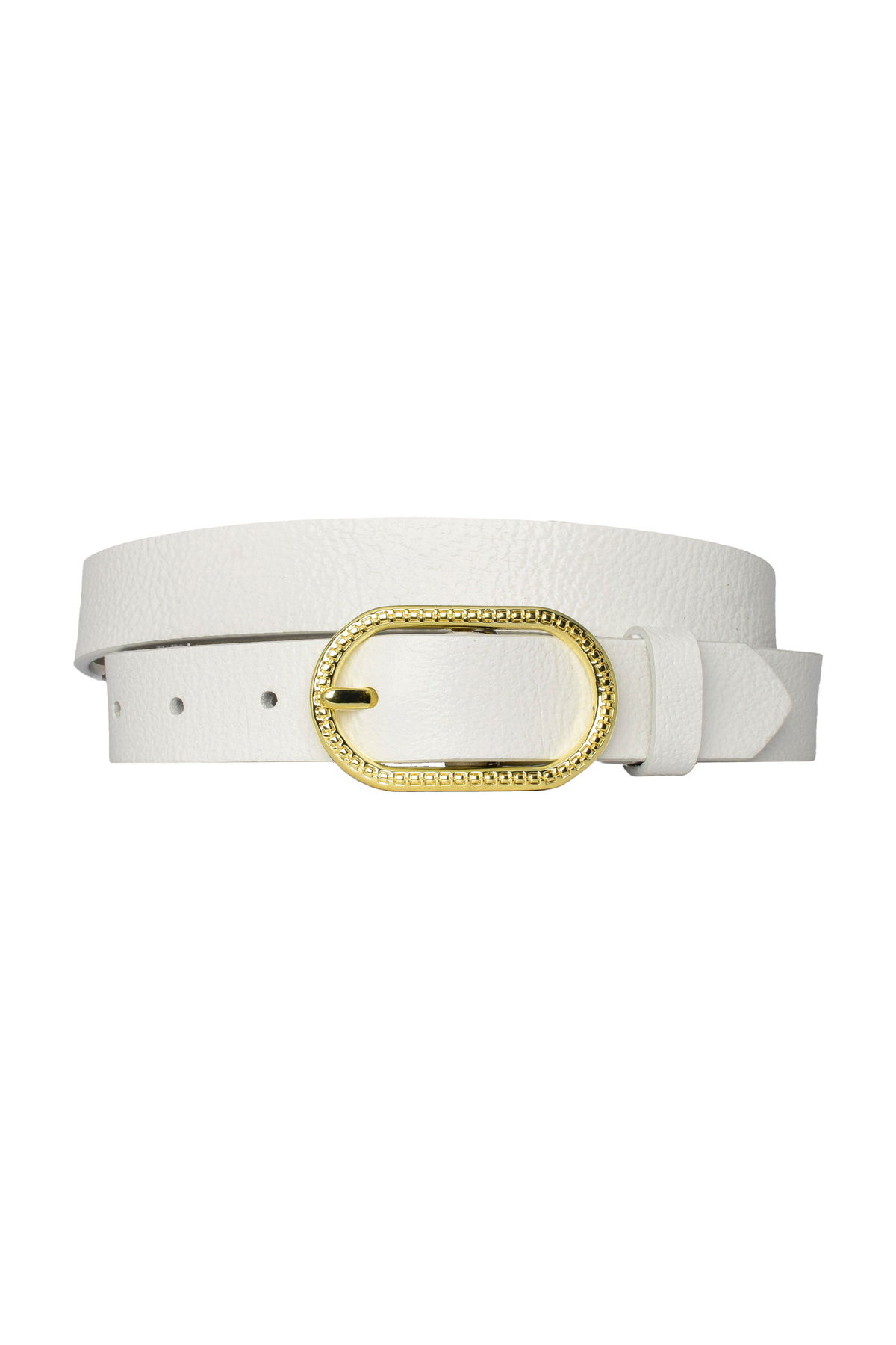 GoDeri-100% Genuine Leather Gold Buckle Milk White Thin Women's Belt, 3 Cm=3cm-kdn-32 5