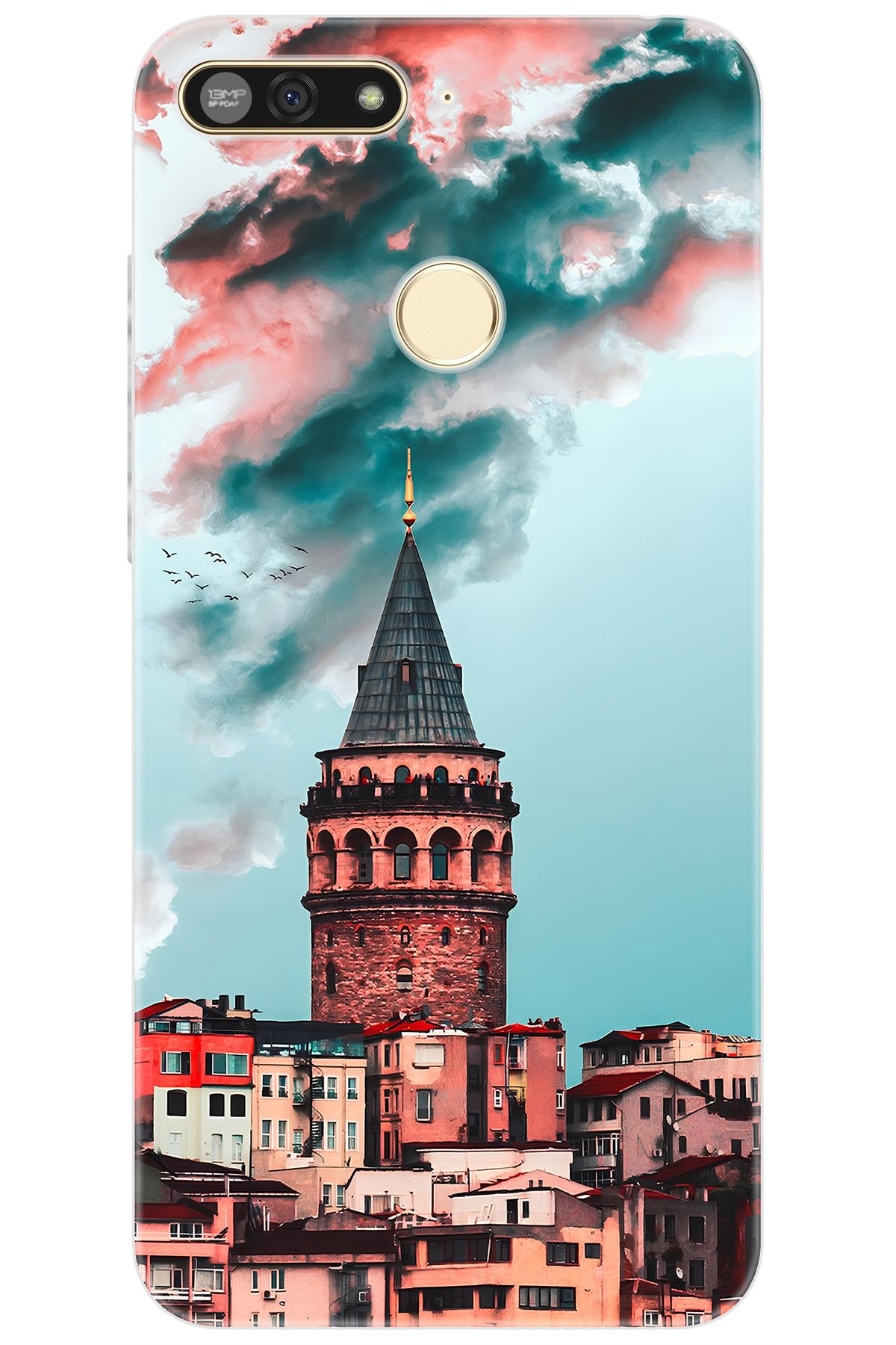 Ceppare Honor 7A (AUM-L29) Uyumlu Kılıf Desen Baskılı Silikon Galata Kulesi STK:688 CP-b7Tej9N