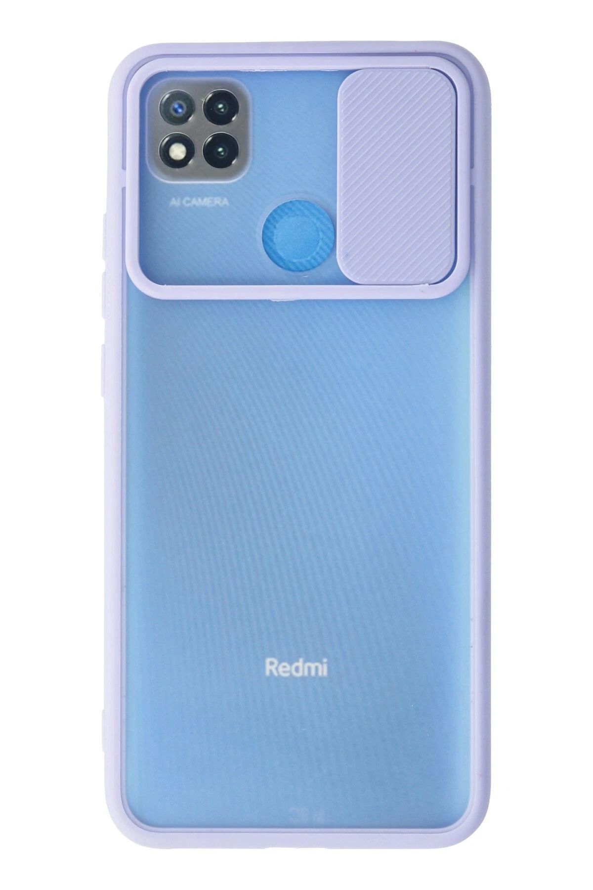 NewFace Xiaomi Redmi 9C Kılıf Palm Buzlu Kamera Sürgülü Silikon - Lila FERRG