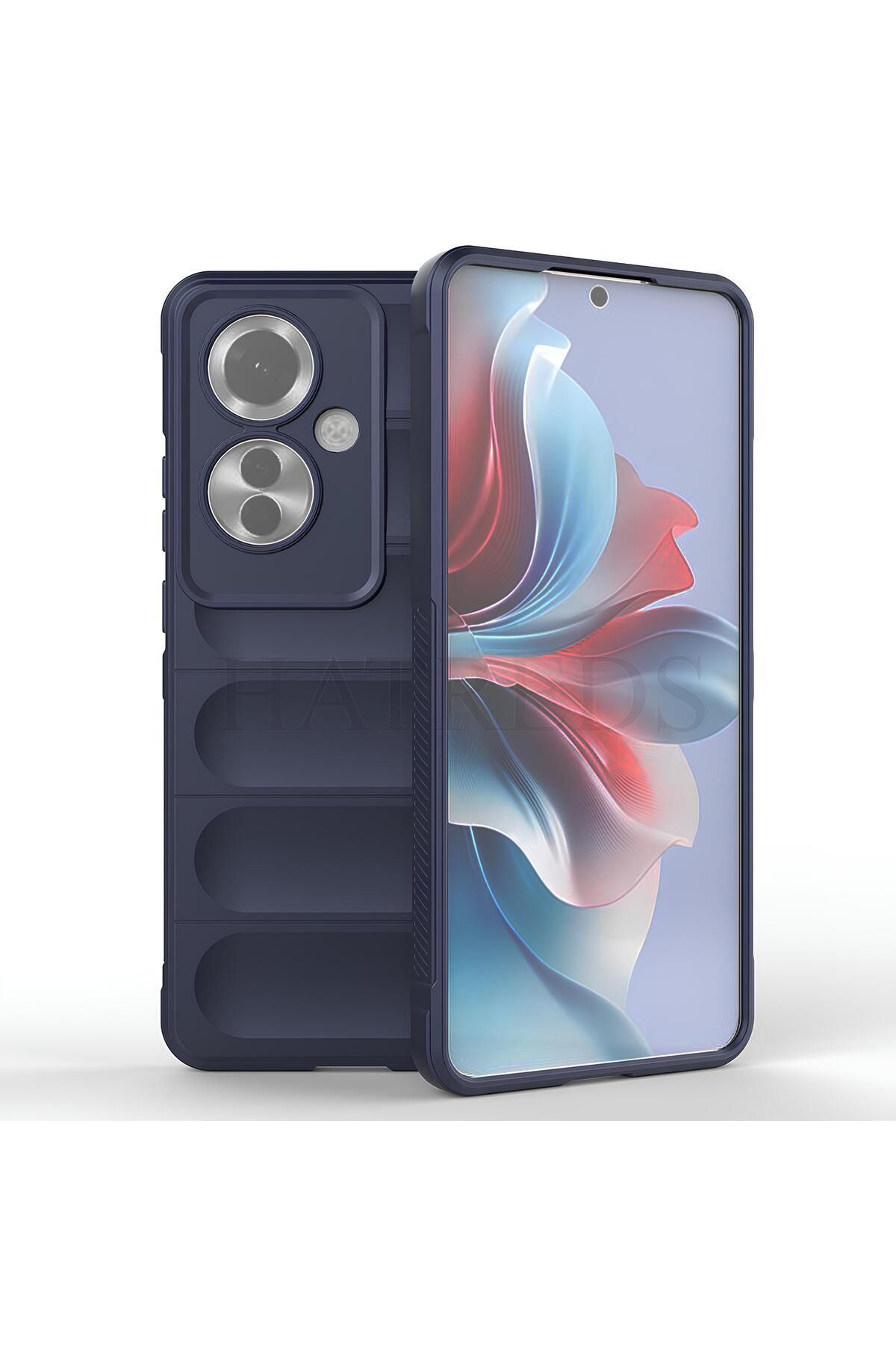 Hatreds Oppo Reno 11F 5G Kılıf Esnek TPU Oyuklu Yüzey Tasarımlı Kamera Koruma Çıkıntılı Kapak