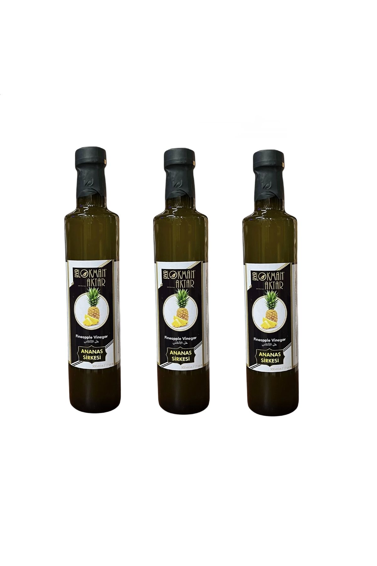 DVD Lokman Aktar Ananas Sirkesi, Katkısız, Doğal, 500ml 3 Adet,