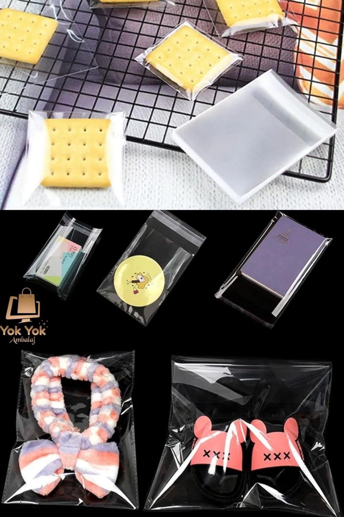 STOREMAX nffashopm Bantlı Şeffaf Jelatin - Kurabiye Aksesuar Poşeti (10X15CM) 50 Adet storestarx 1051353