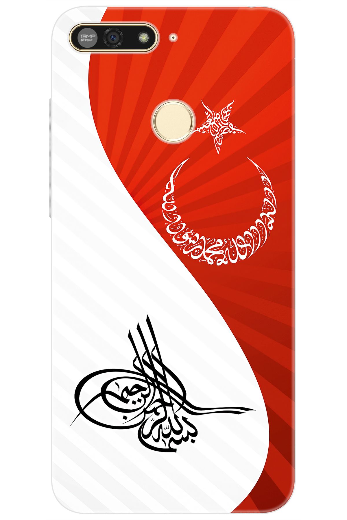 Ceppare Huawei Y6 2018 (ATU-L21) Uyumlu Kılıf Desen Baskılı Silikon Tuğra Bayrak STK:363 CP-Q70Ual2