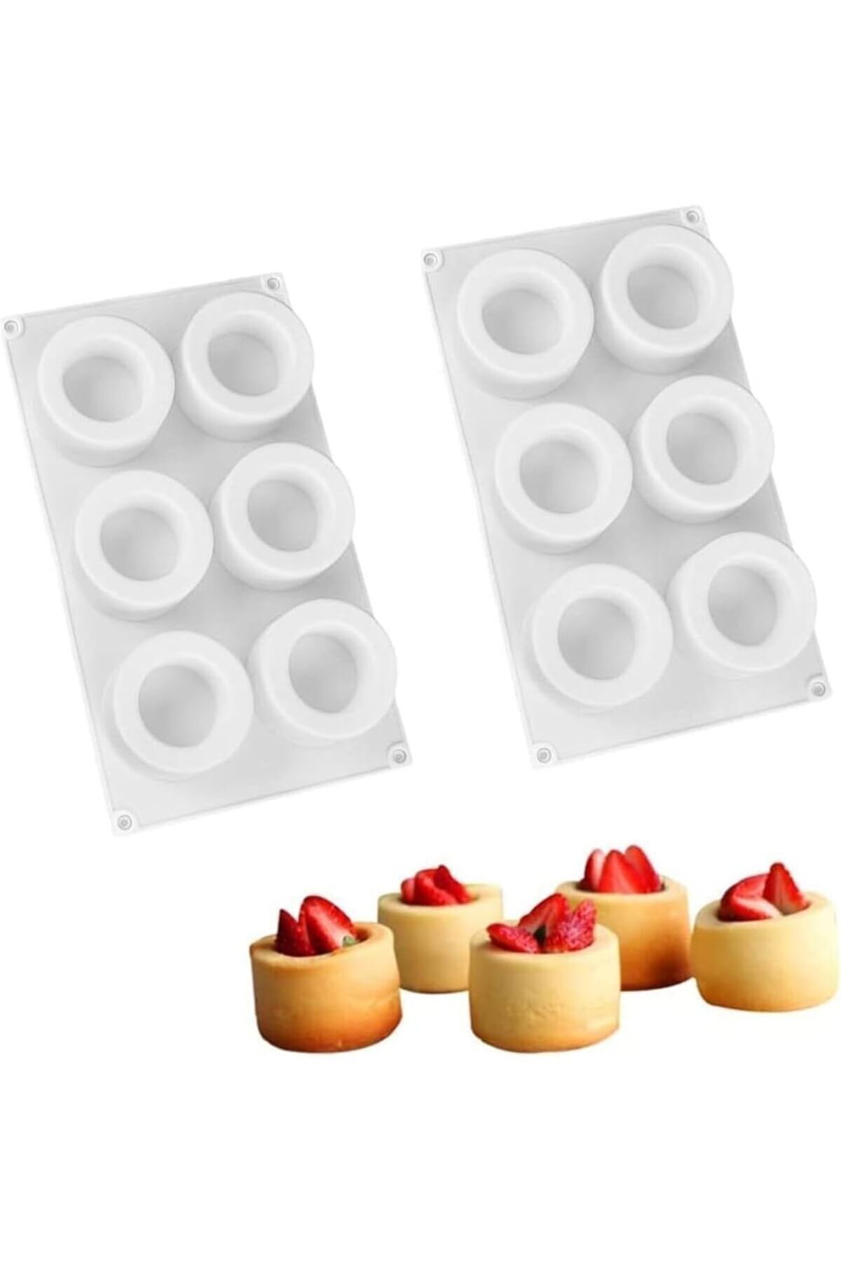 STOREMAX nffashopm Winky Silikon Profesyonel Halka Pasta Sabun Çikolata Kek Kalıbı 6'lı Beyaz storestarx