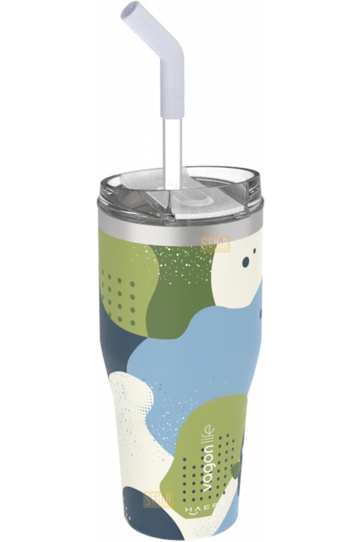 STOREMAX nffashopm 590ml Desenli Pipetli/Pipetsiz Çift Kullanım Tumbler Kahve Bardağı/Mug Paslanmaz Çeli