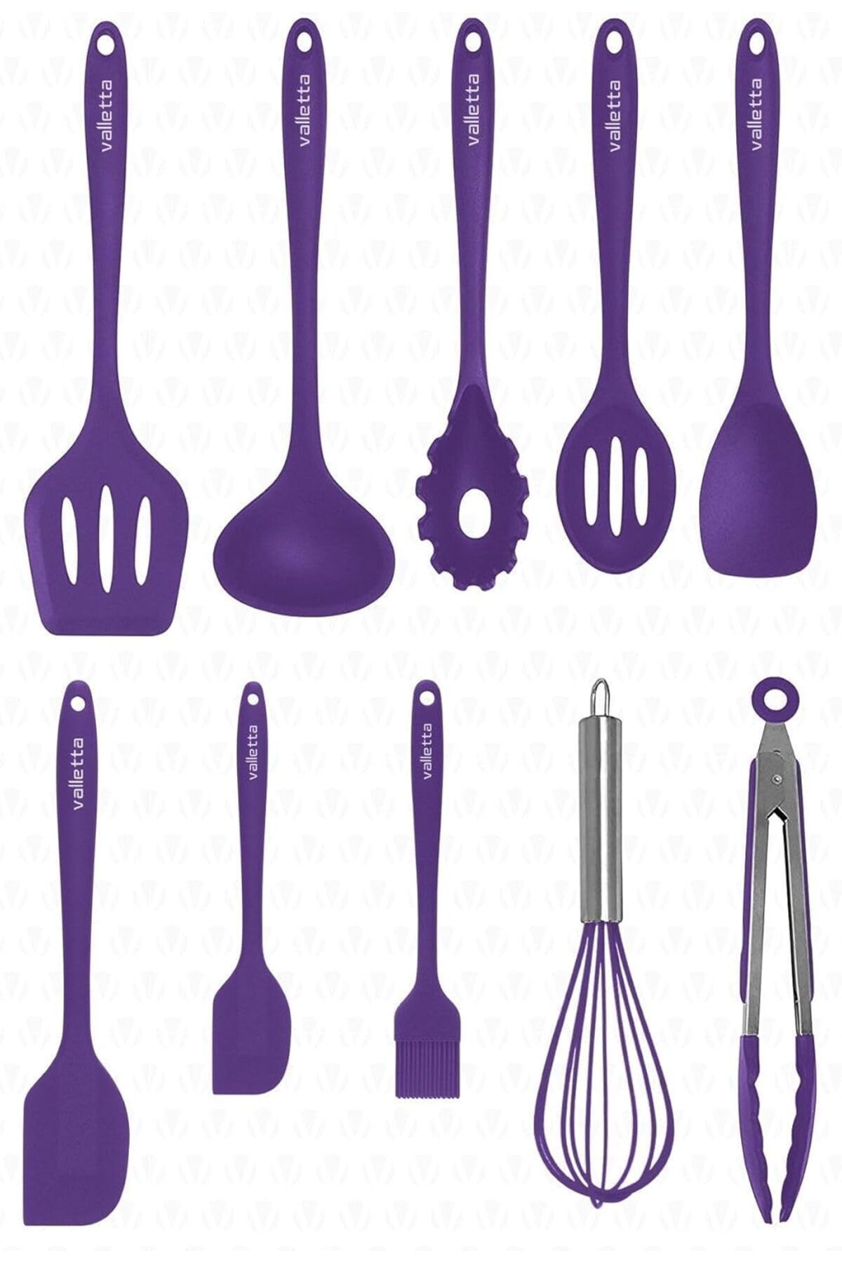 STOREMAX nffashopm Salvatore 10 Parça Mor Isıya Dayanıklı Yanmaz Yapışmaz Silikon Spatula Seti - VLT115