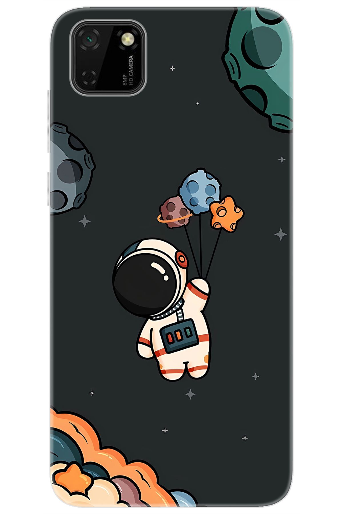 Ceppare Huawei Y5P (DRA-LX9) Uyumlu Kılıf Desen Baskılı Silikon Astronot STK:628 CP-edPeWVP