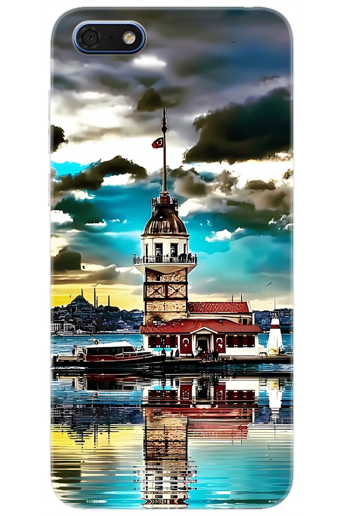 Ceppare Huawei Y5 2018 (DRA-L21) Uyumlu Kılıf Desen Baskılı Silikon Kız Kulesi STK:692 CP-4oDbYcV