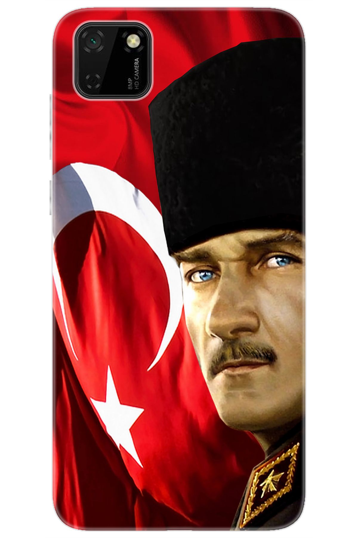 Ceppare Huawei Y5P (DRA-LX9) Uyumlu Kılıf Desen Baskılı Silikon Atatürk ve Türk Bayrağı STK:726 CP-0vShQBX