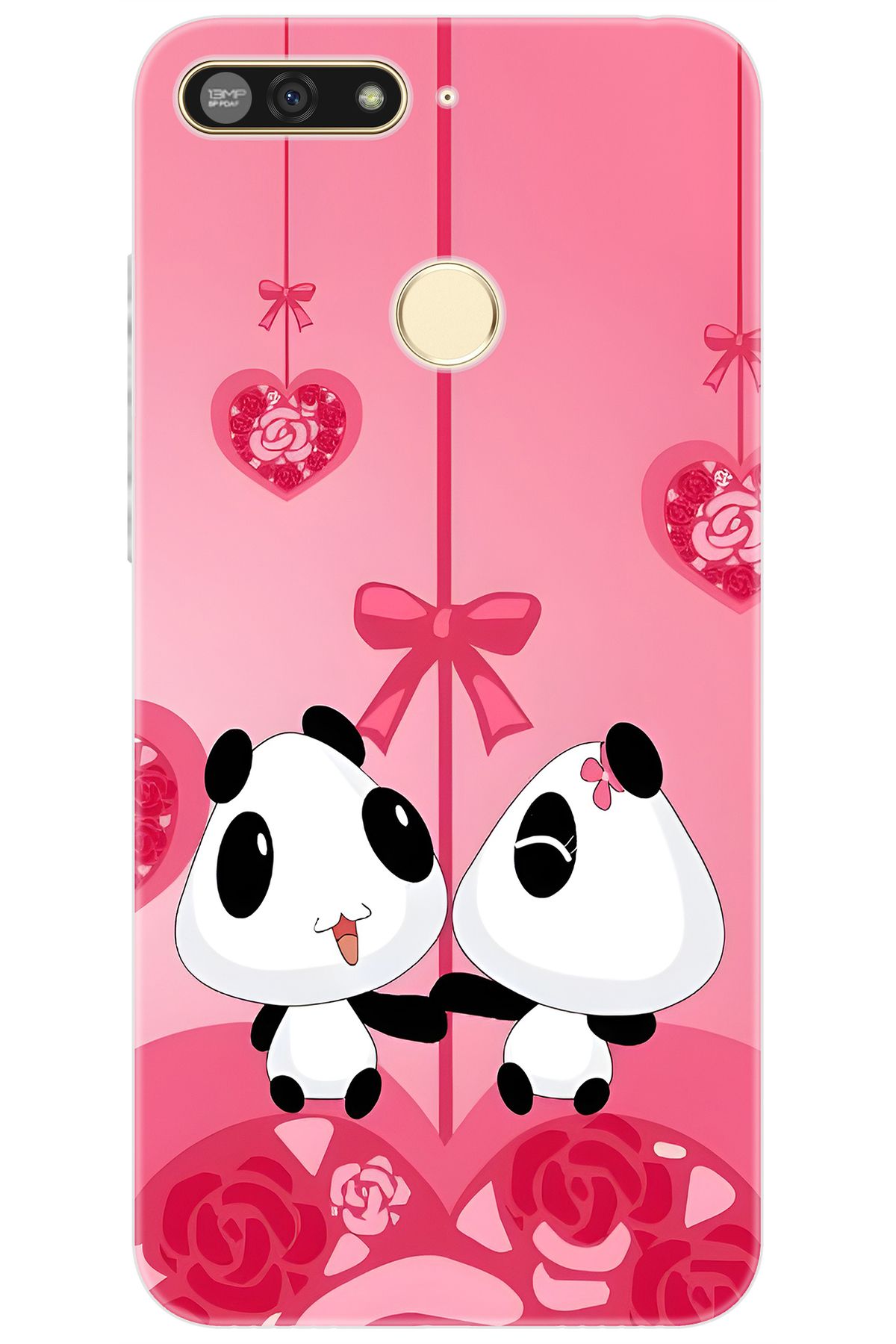 Ceppare Huawei Y6 2018 (ATU-L21) Uyumlu Kılıf Desen Baskılı Silikon Sevimli Pandalar STK:166 CP-GtaIdIj