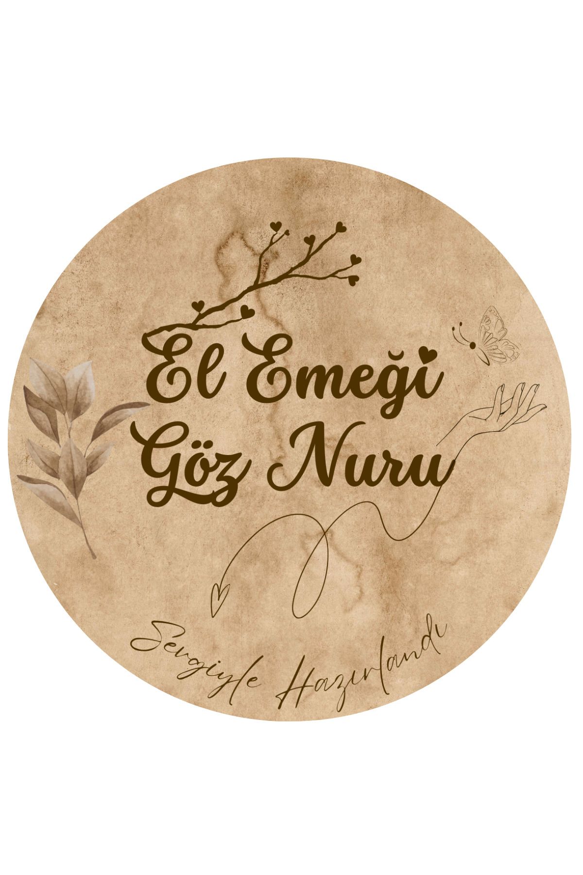 Dekals 20li Etiket 'El Emeği Göz Nuru' Yazılı Yapışkanlı Sticker Küçük Boy