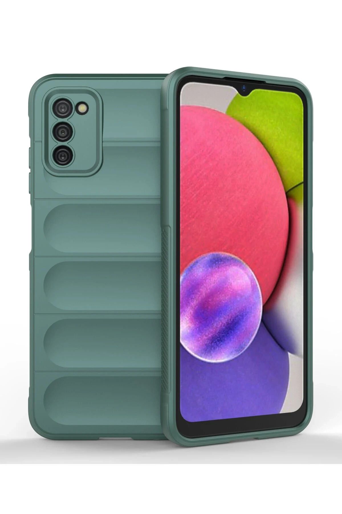 NewFace Galaxy A03S uyumlu  Kılıf Optimum Silikon - Koyu Yeşil HNZRN