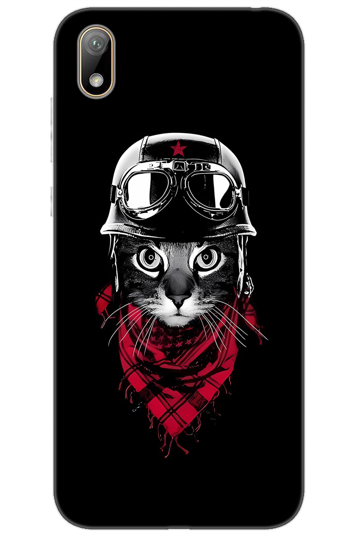 Ceppare Huawei Y5 2019 (AMN-LX2/LX9) Uyumlu Kılıf Desen Baskılı Silikon Pilot Kedi STK:656 CP-ucsbXRv