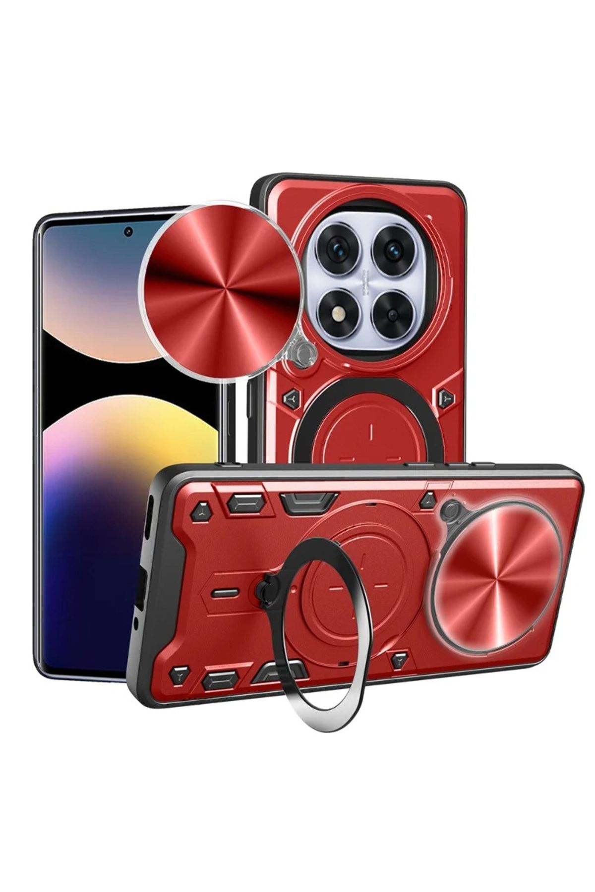 MMPSHOP Redmi 14C Uyumlu Kamera Koruma 360 Dönebilen Magsafe Halka Stand Özellikli Kılıf