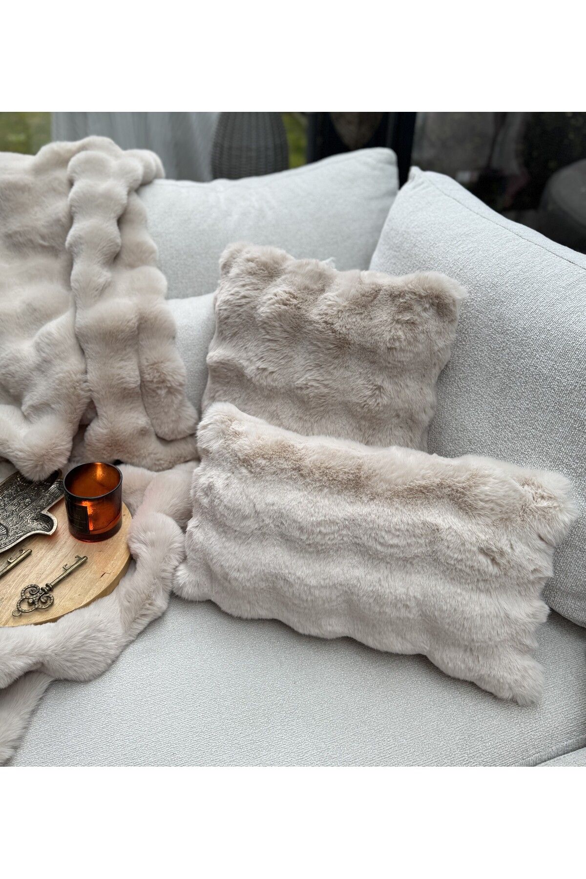 sevaradekor Peluş Kırlent Kılıfı Pofuduk Çift Taraflı Pelus Yastik Bubble Pelus Kırlent Dikdörtgen