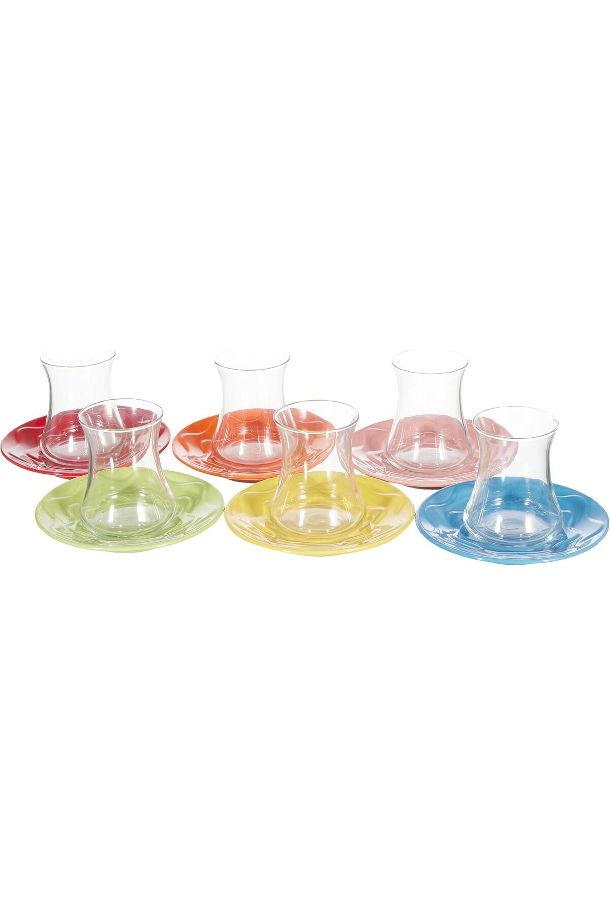 STOREMAX nffashopm Renkli Tabaklı 12'li Çay Seti storestarx 1051353
