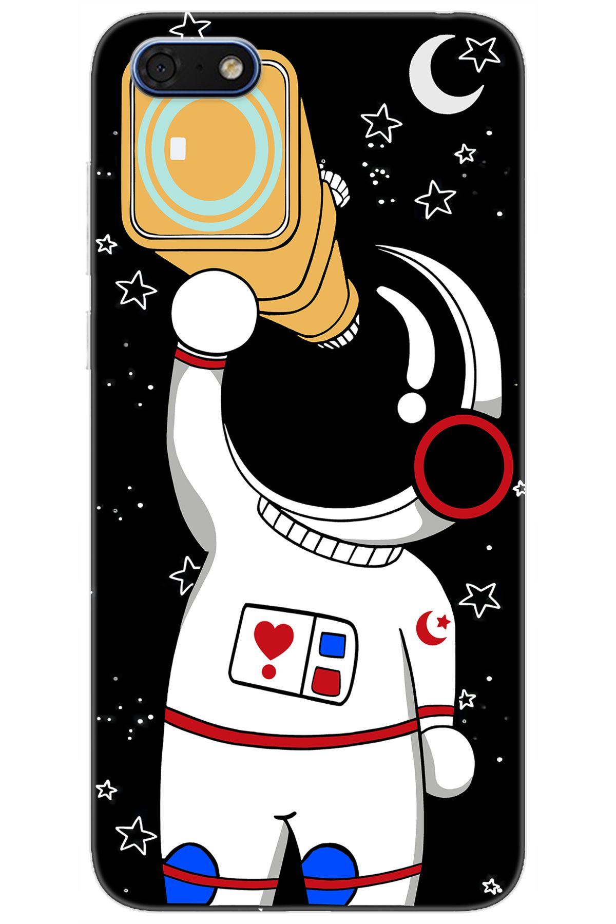 Ceppare Huawei Y5 2018 (DRA-L21) Uyumlu Kılıf Desen Baskı Silikon Sevimli Astronot Serisi STK:100 CP-VLFUzbN