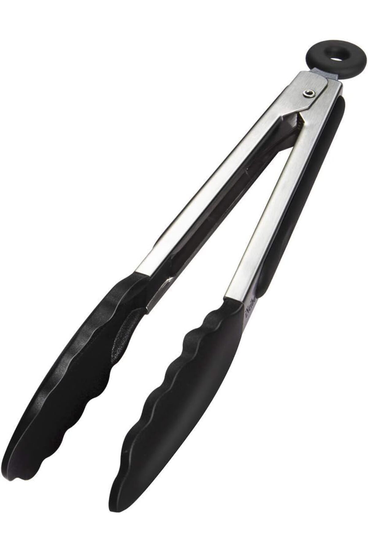 STOREMAX nffashopm Home Siyah Silikon Uçlu Mutfak Maşası - 23 cm, Asma kilit sistemli paslanmaz çelik sap