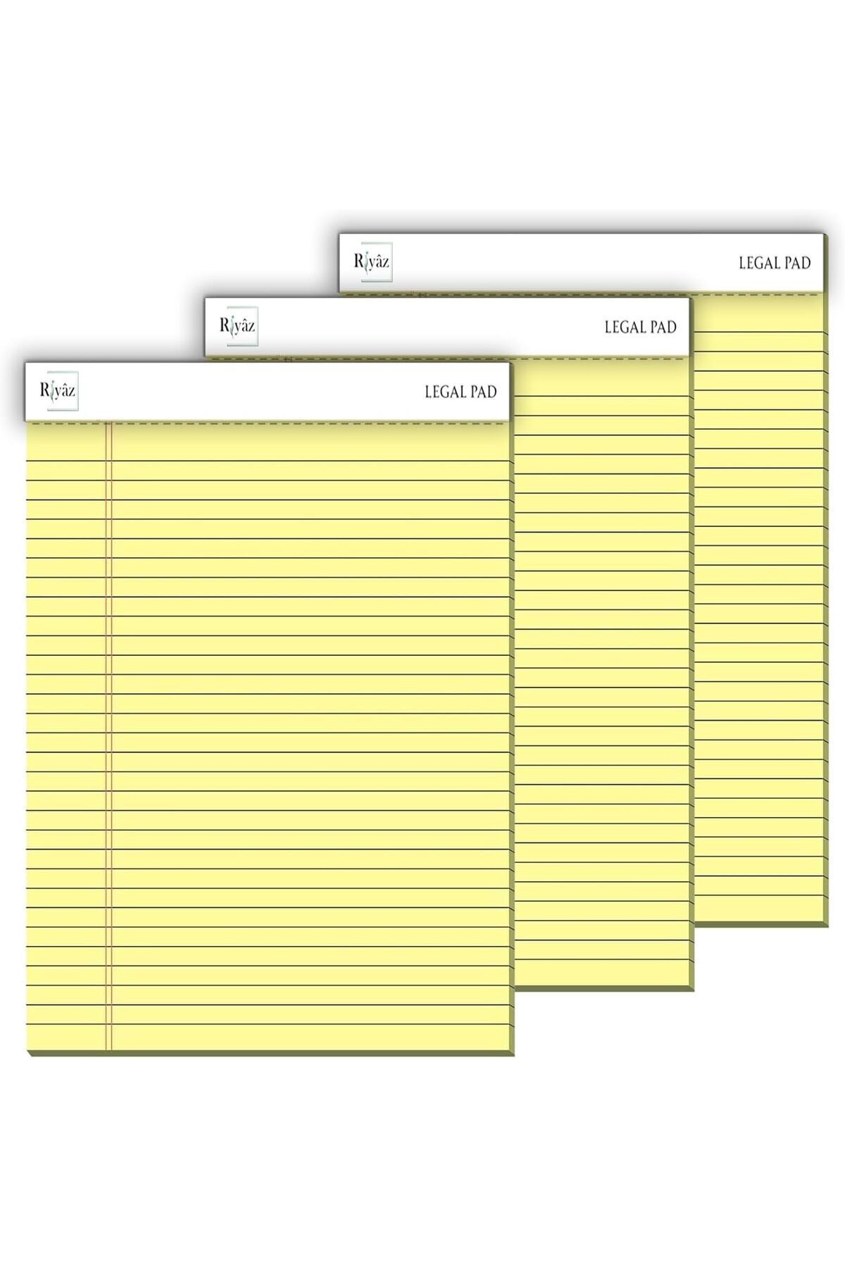 STOREMAX nffashopm Boyut, 3 adet, Sarı renkli Legal Pad, Notluk, Notepad, Defter, Herbiri 50 Yaprak, Geniş