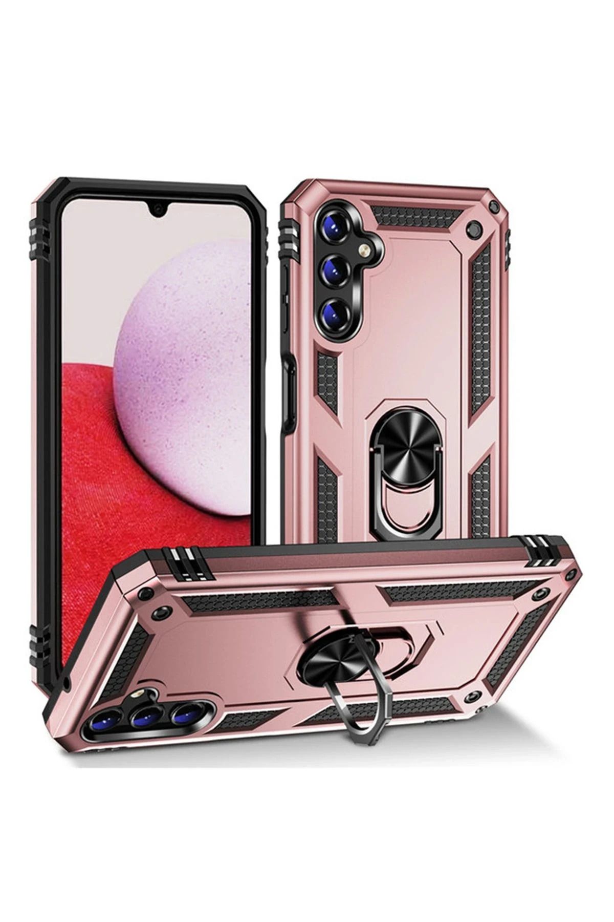 NewFace Samsung Galaxy A04S Kılıf Sofya Yüzüklü Silikon Kapak - Rose JOJUA