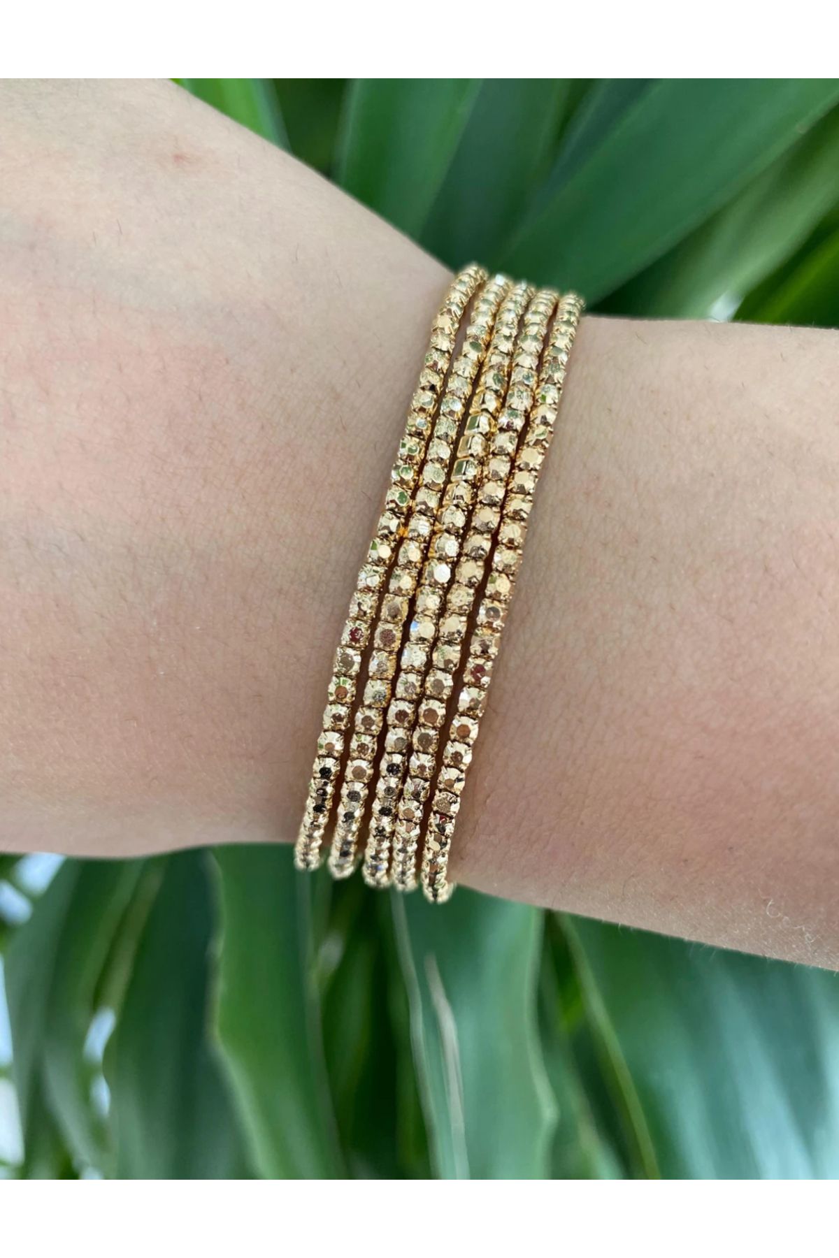Maide Jewelry Su Yolu Lastik Bileklik Gold Kadın 5'li
