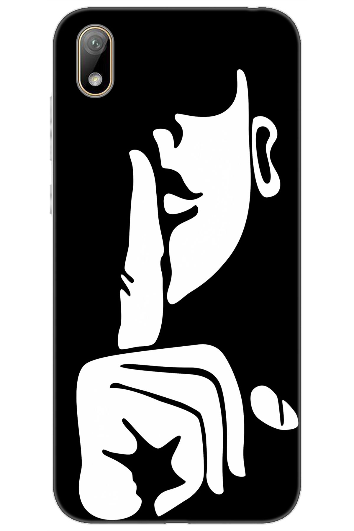 Ceppare Huawei Y5 2019 (AMN-LX2/LX9) Uyumlu Kılıf Desenli Silikon Siyah Beyaz Sessizlik STK:653 CP-iKmmBXC