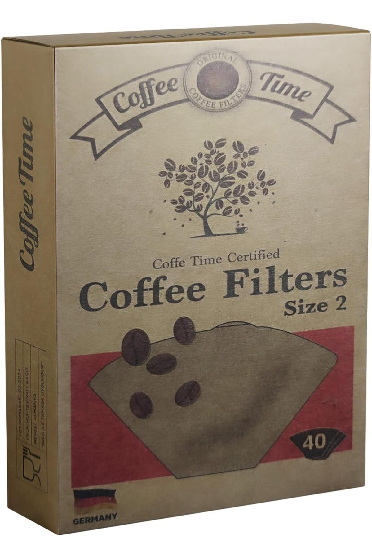 MCreative Time Sertifikalı Filtre Kahve Kağıdı Coffee Filters 1/2 2 Numara 40'lı Paket