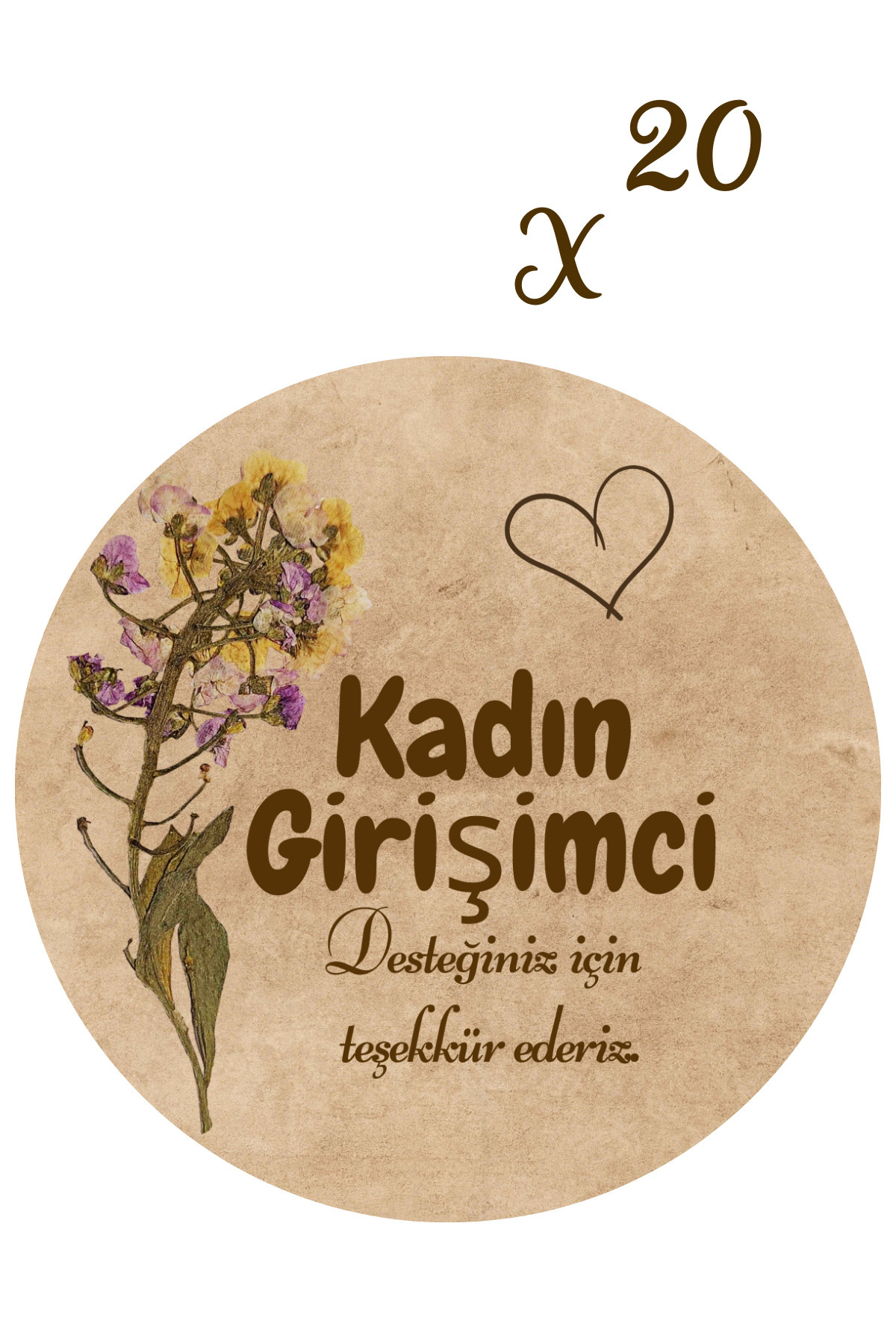 Dekals Kadın Girişimci Paketleme Etiketi (20Adet) Yuvarlak Yapışkanlı Çıkartma Etiket 4cm