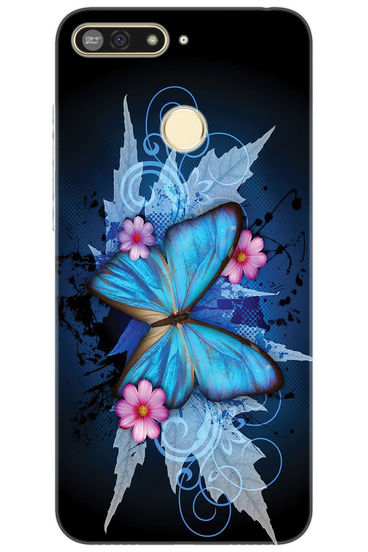 Ceppare Huawei Y6 2018 (ATU-L21) Uyumlu Kılıf Desen Baskılı Silikon Kelebek Resim STK:550 CP-RckXFFM