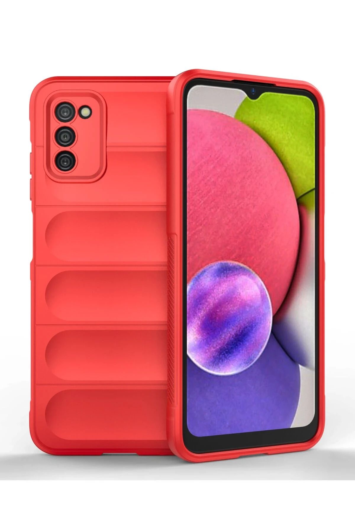 NewFace Galaxy A03S uyumlu  Kılıf Optimum Silikon - Kırmızı JOJUA