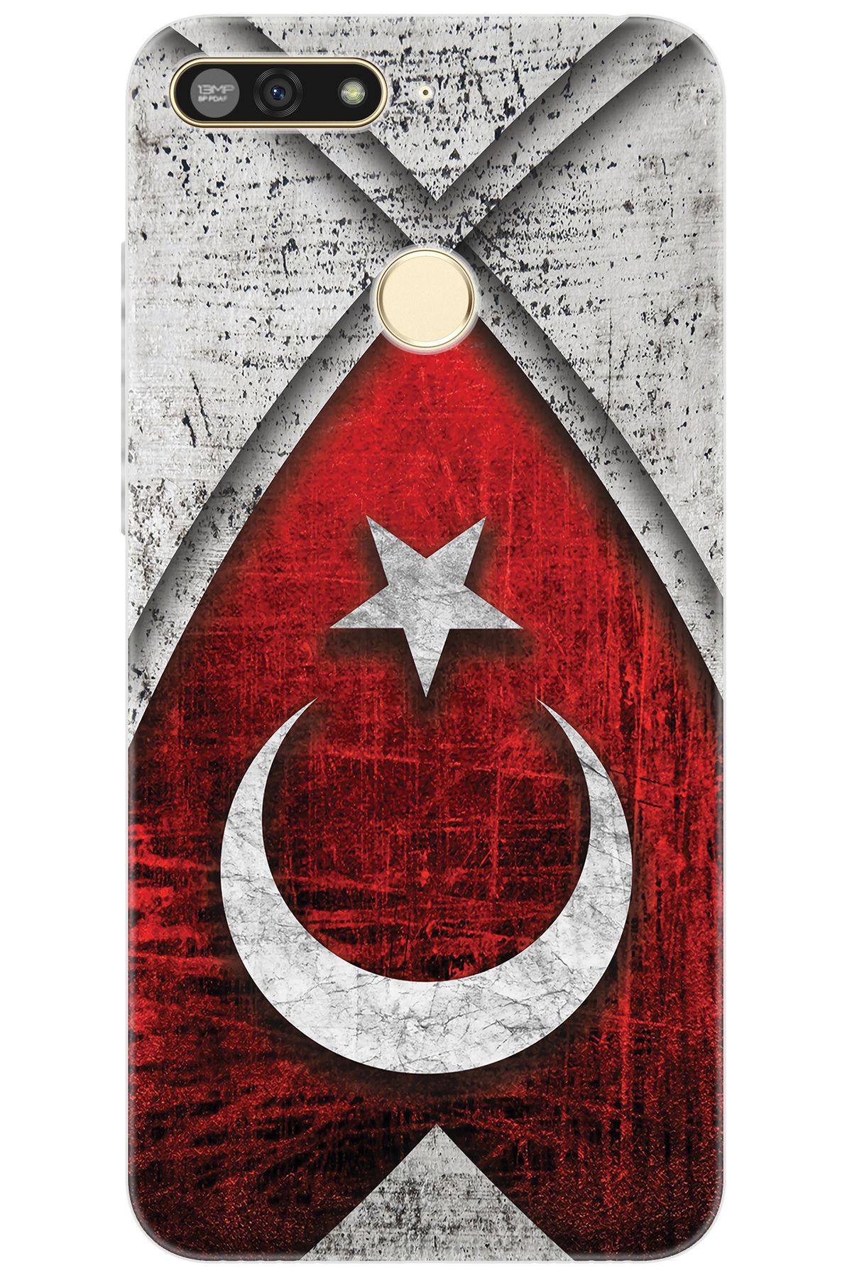 Ceppare Huawei Y6 2018 (ATU-L21) Uyumlu Kılıf Desen Baskılı Silikon Türk Bayrağı Tasarım STK:380 CP-bgqtvL8