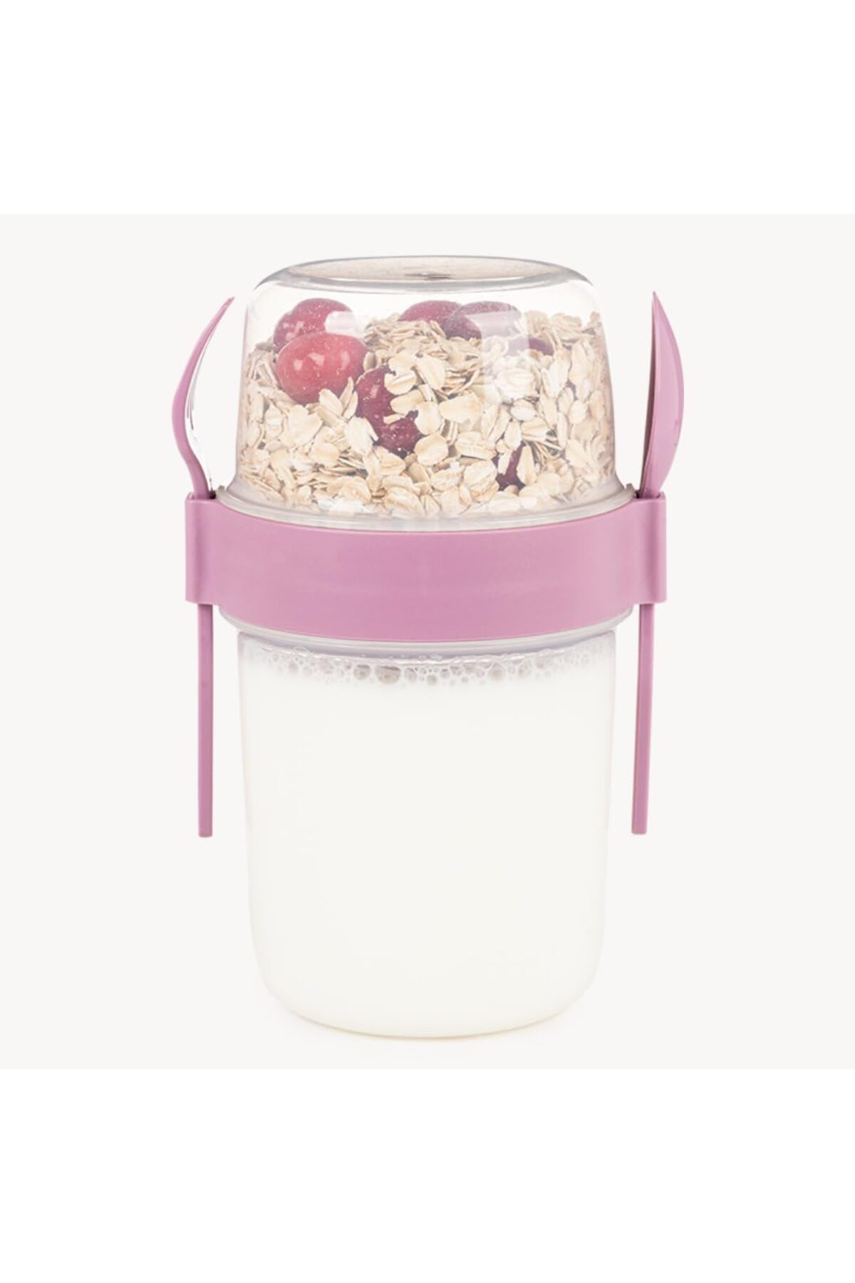 STOREMAX nffashopm ml Take-go Kaşıklı Hazneli Meyveli Müsli Kabı Piknik Iş Yoğurt Süt Bardağı Kapak