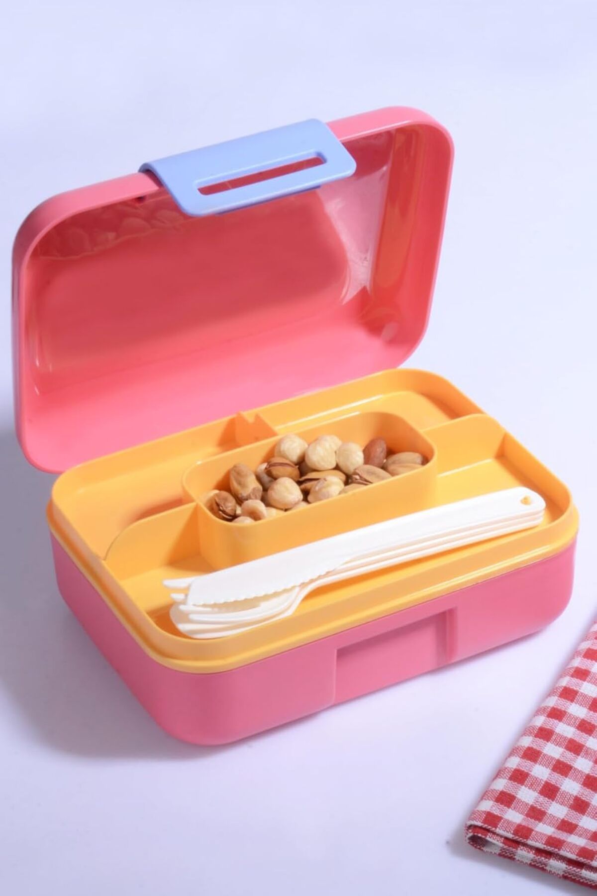 STOREMAX nffashopm Design Kendinden Kaşıklı 5 Bölmeli 2 Katlı Beslenme Kutusu (Pembe) storestarx 1051353