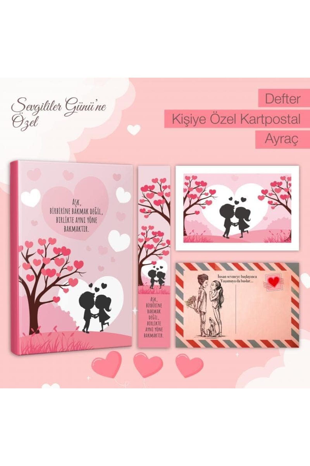 STOREMAX nffashopm Kitabevi Kişiye Özel Kartpostallı Hediye Seti - Aşk Meyvesi 128 Sayfa Defter 1 Kart
