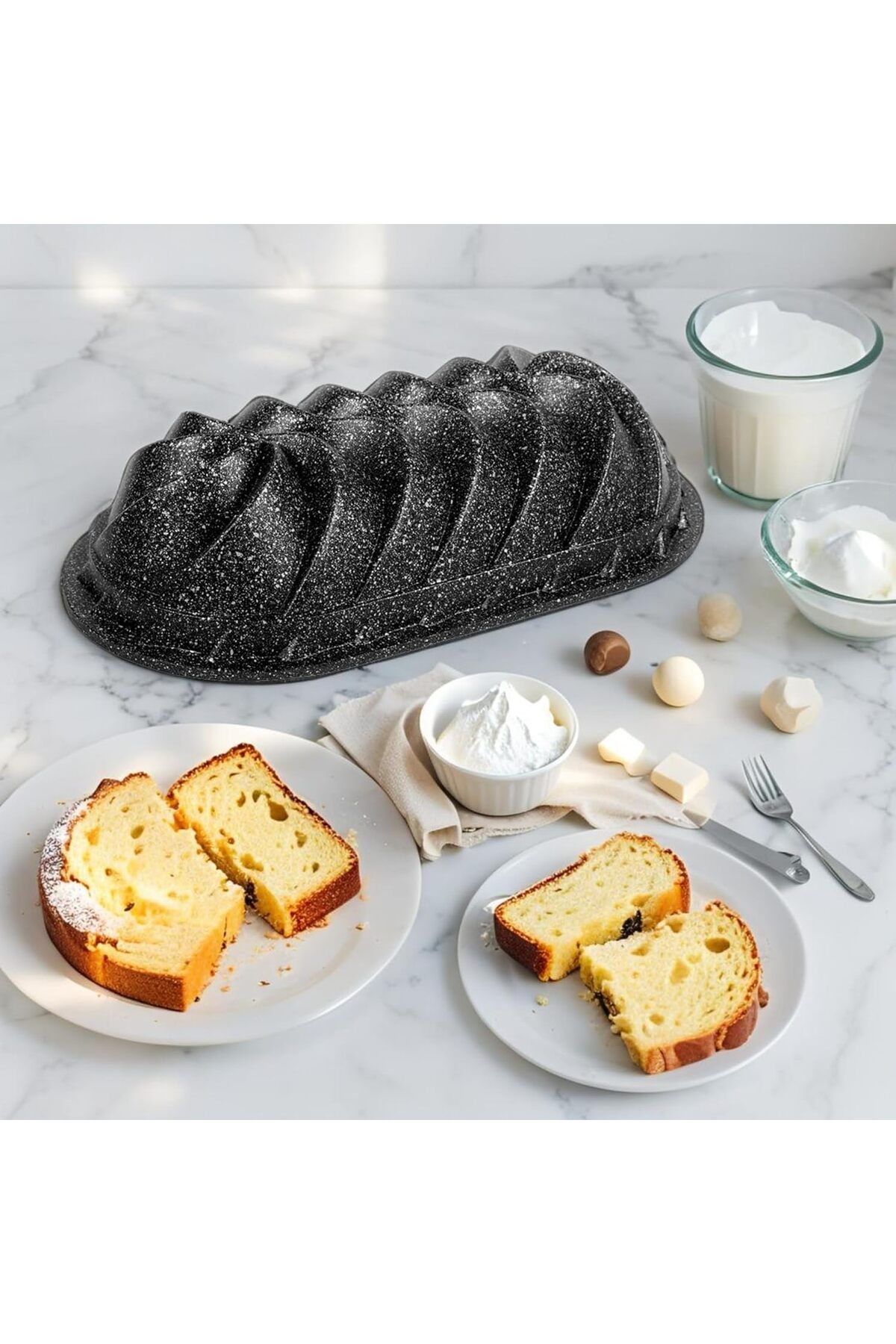 STOREMAX nffashopm Rüzgar Gülü Döküm Kek Kalıbı – 29x16,5x7cm Siyah | Şık Spiral Desenli Alüminyu