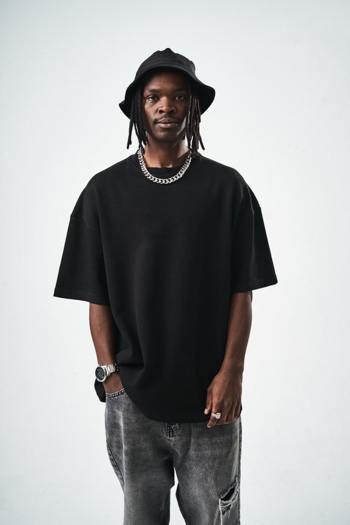 Escobar PİQUE INTERLOCK Siyah Oversize Unısex Tshirt
