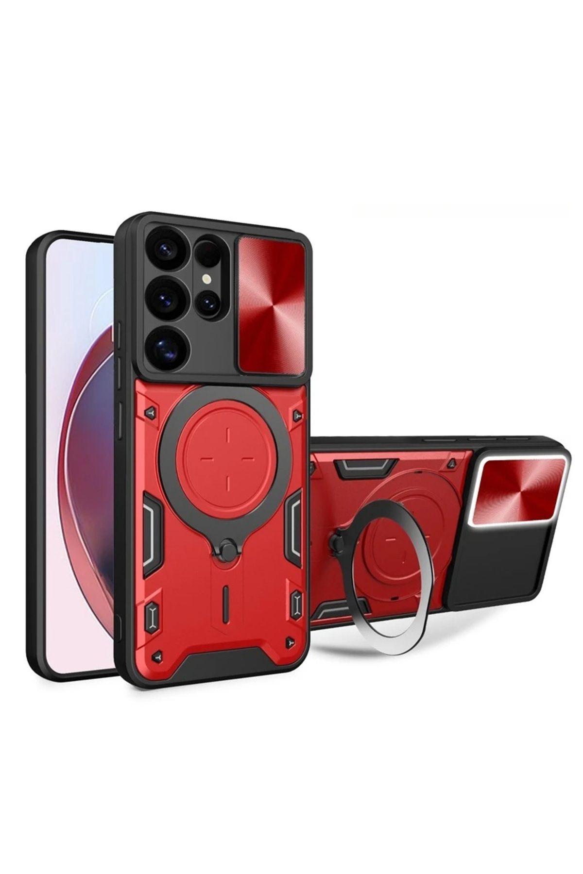 MMPSHOP Galaxy S25 Ultra Uyumlu Kamera Koruma 360 Dönebilen Magsafe Halka Stand Özellikli Tank Kılıf