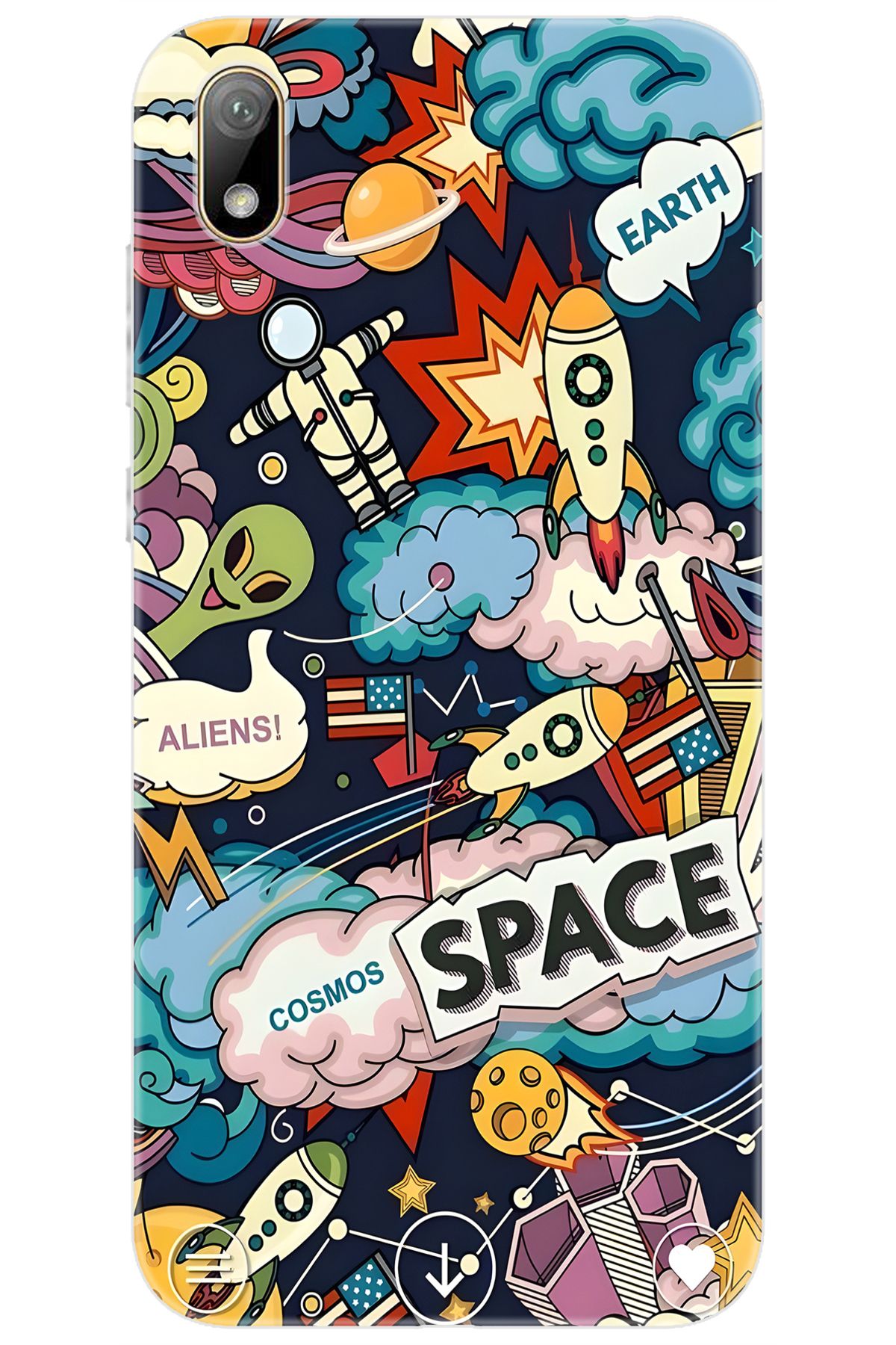 Ceppare Huawei Y5 2019 (AMN-LX2/LX9) Uyumlu Kılıf Desen Baskılı Silikon Space STK:633 CP-qr9GBWR